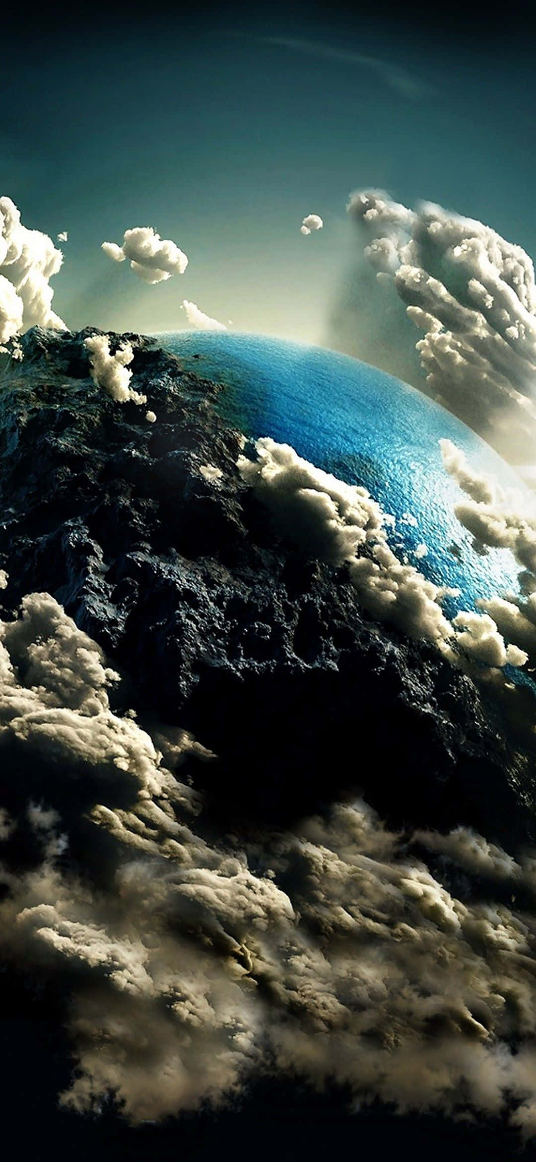 1080x2340 4K Jorden i skyer digital kunst Wallpapers