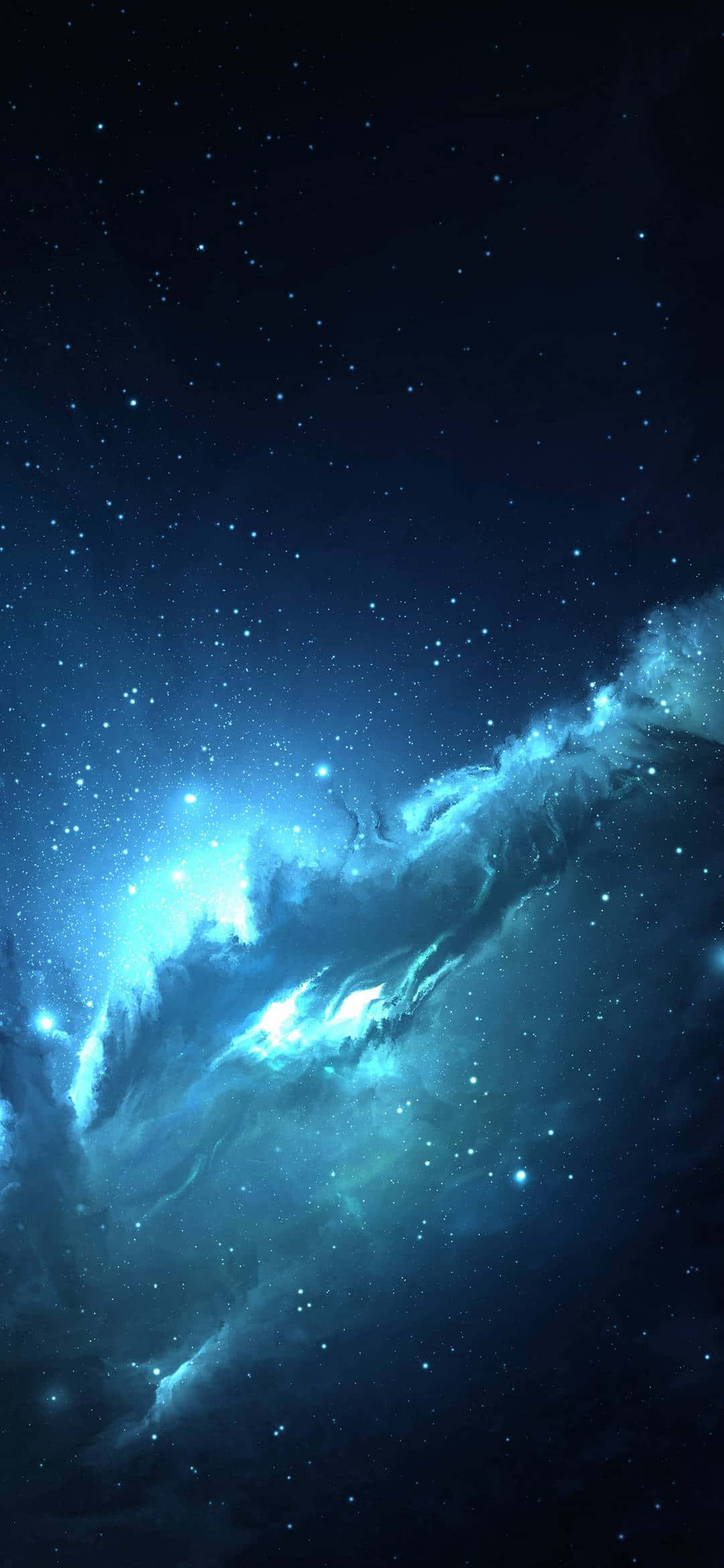 1080x2340 4K Neonblå Nebula Wallpapers