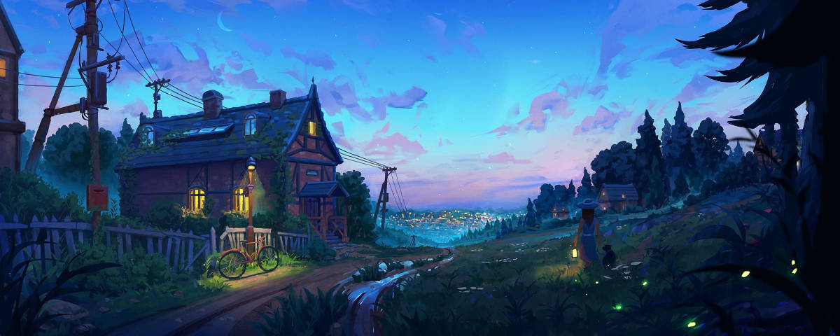 1200x480 Anime Landsby Wallpapers