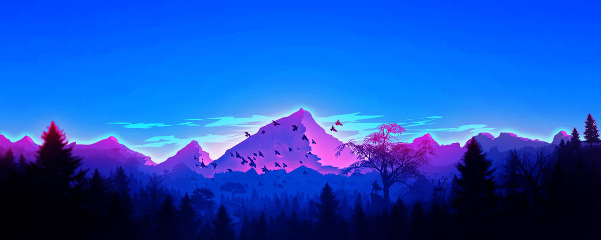 1200x480 Neonlilla Bjerge Wallpapers