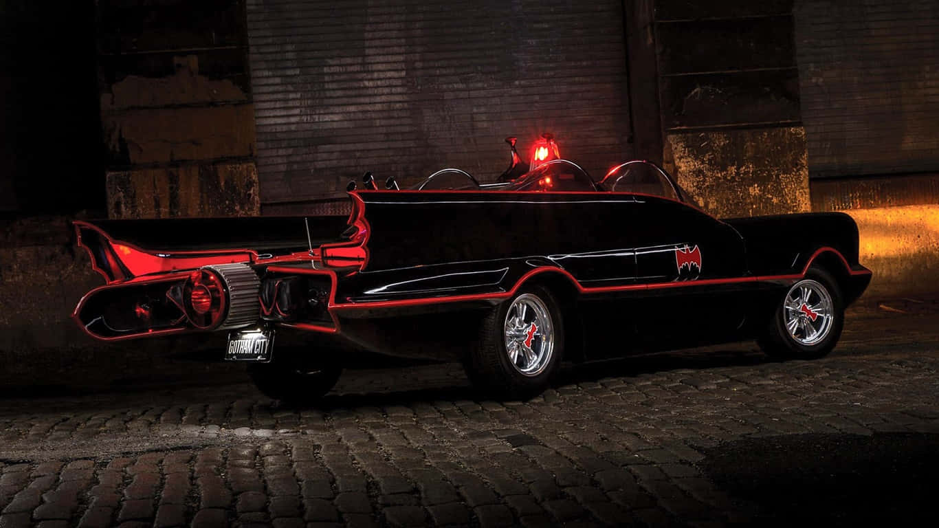 1366x768 Batmobile Baggrund Rødt Lys Wallpapers