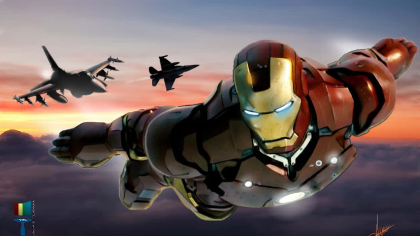 1366x768 Jumbo Jets Baggrund med Iron Man Wallpapers