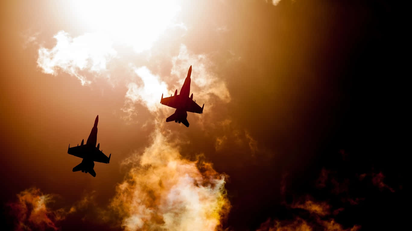 1366x768 Jumbo Jets baggrund over himlen Wallpapers