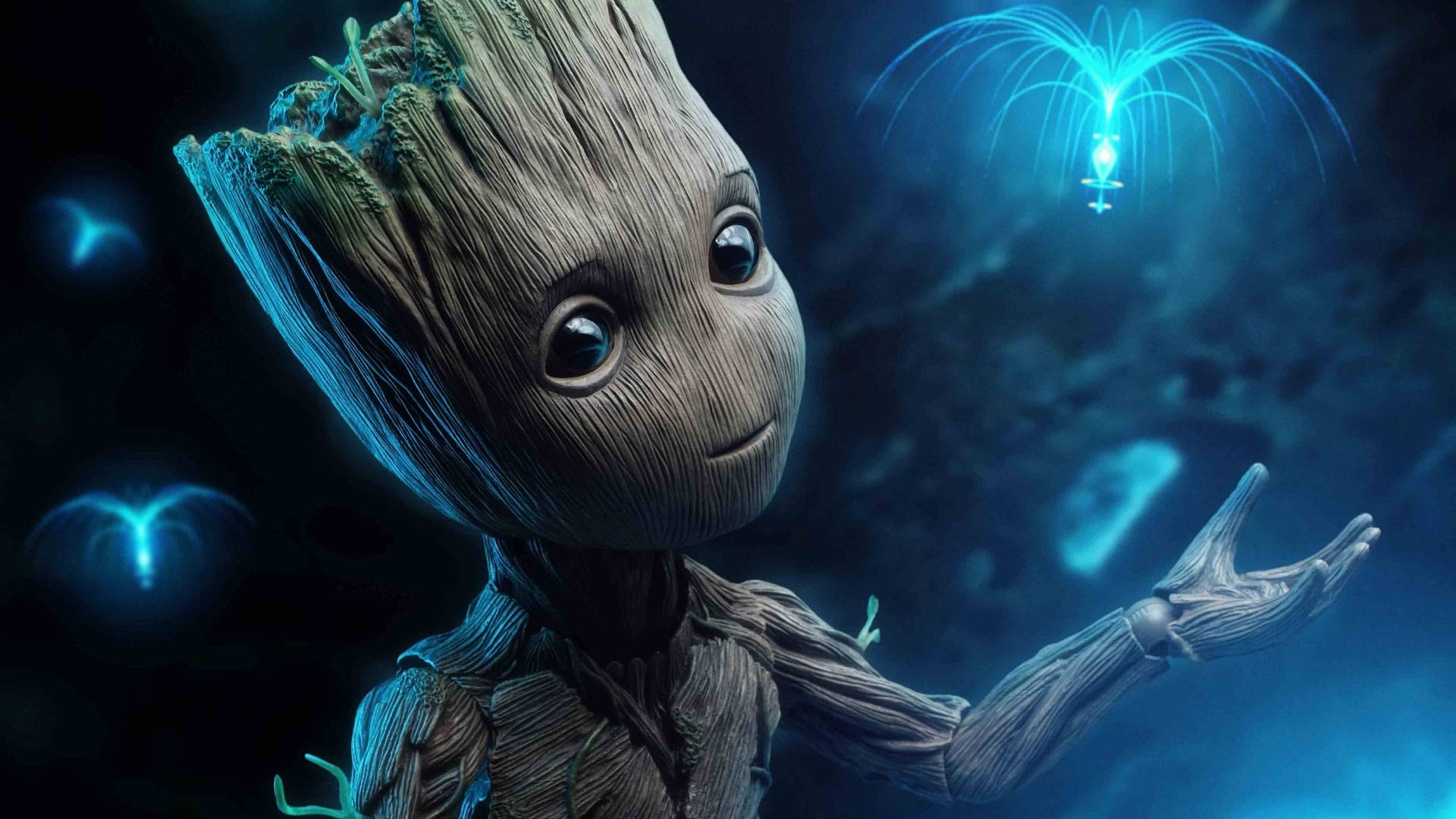 1920x1080 HD Groot med blå lysvæsen Wallpapers