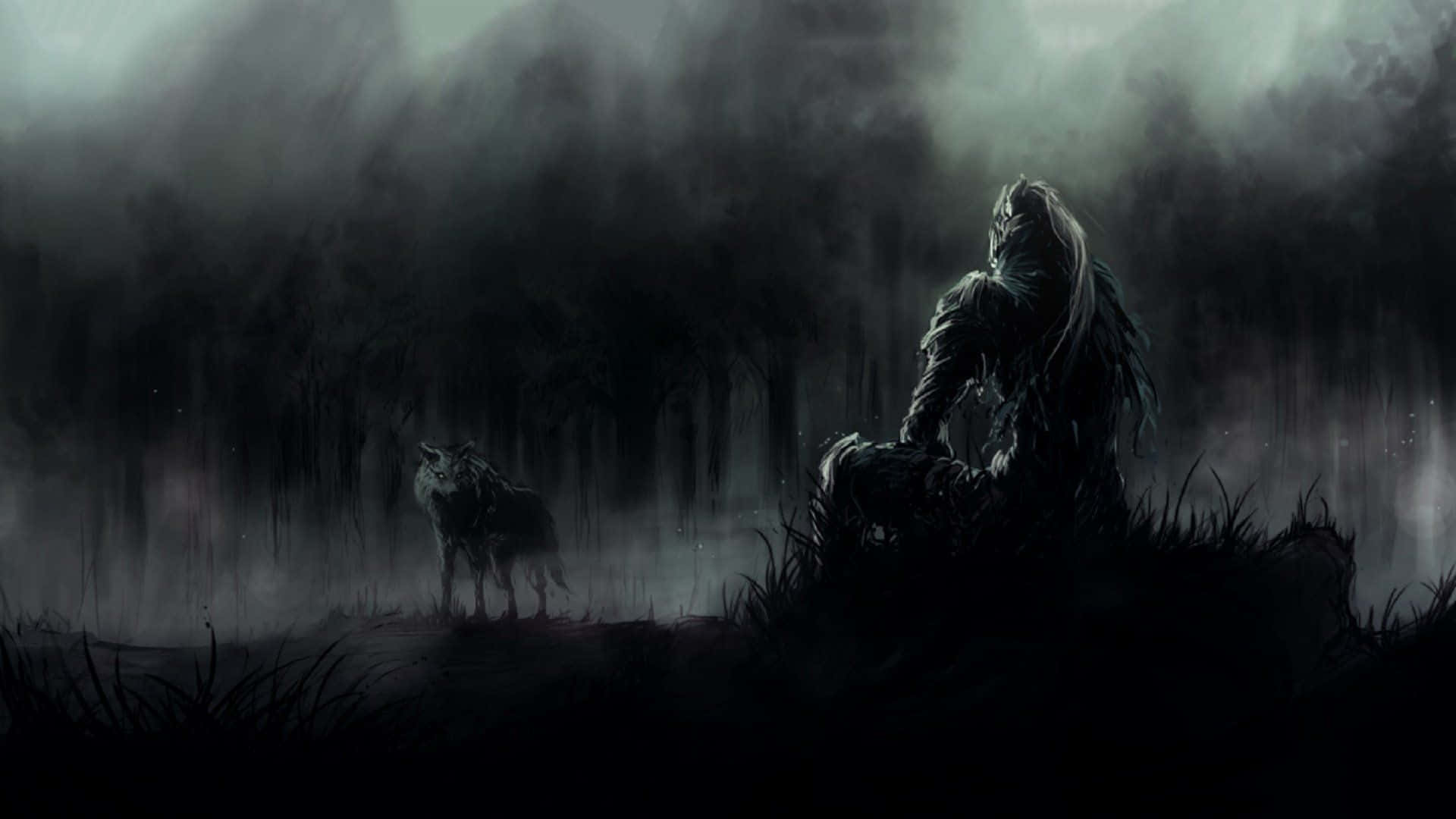 1920x1080 Sort Dark Souls Ulv Og Mand Wallpapers