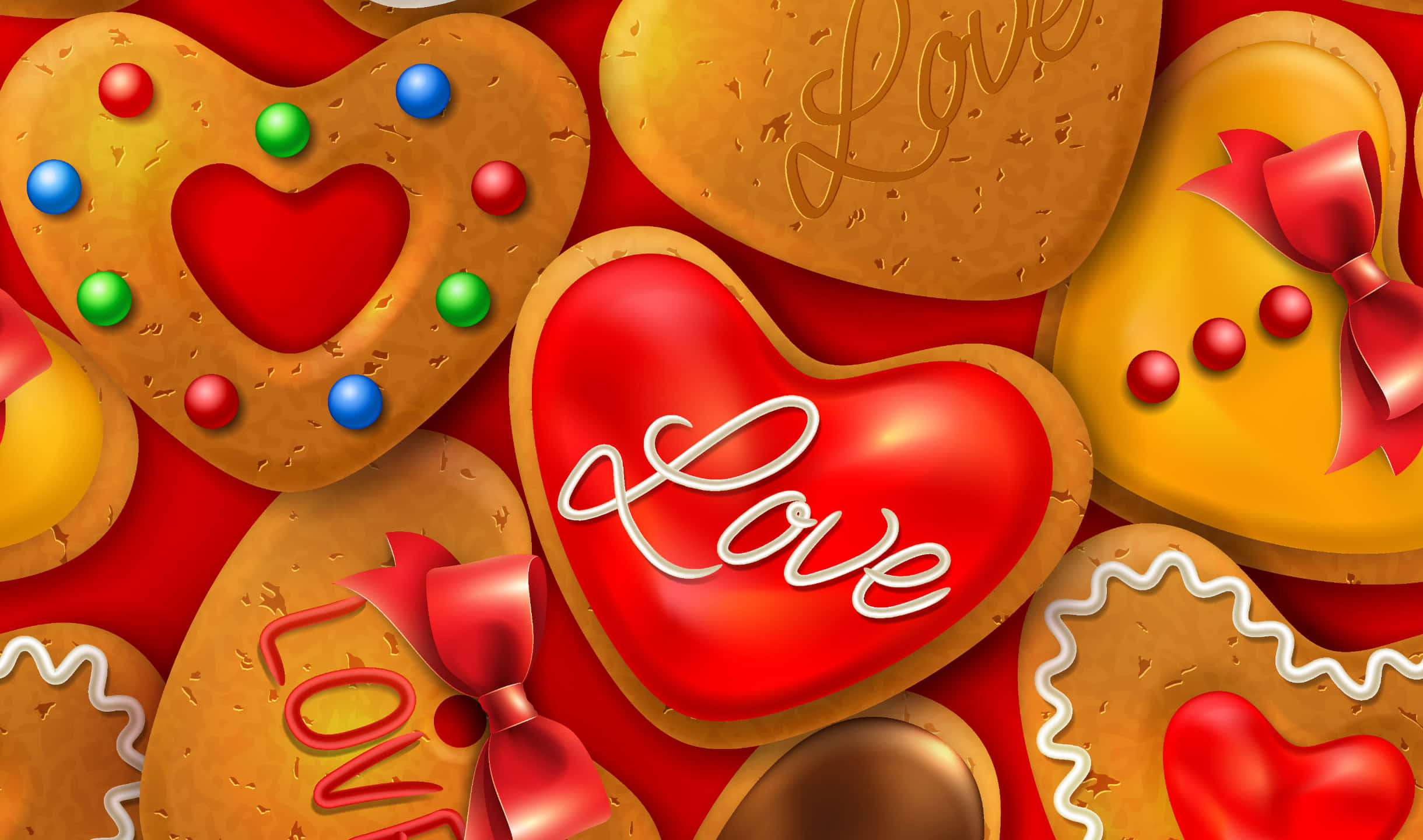 2440x1440 Cookies Baggrund Valentinsdag Wallpapers