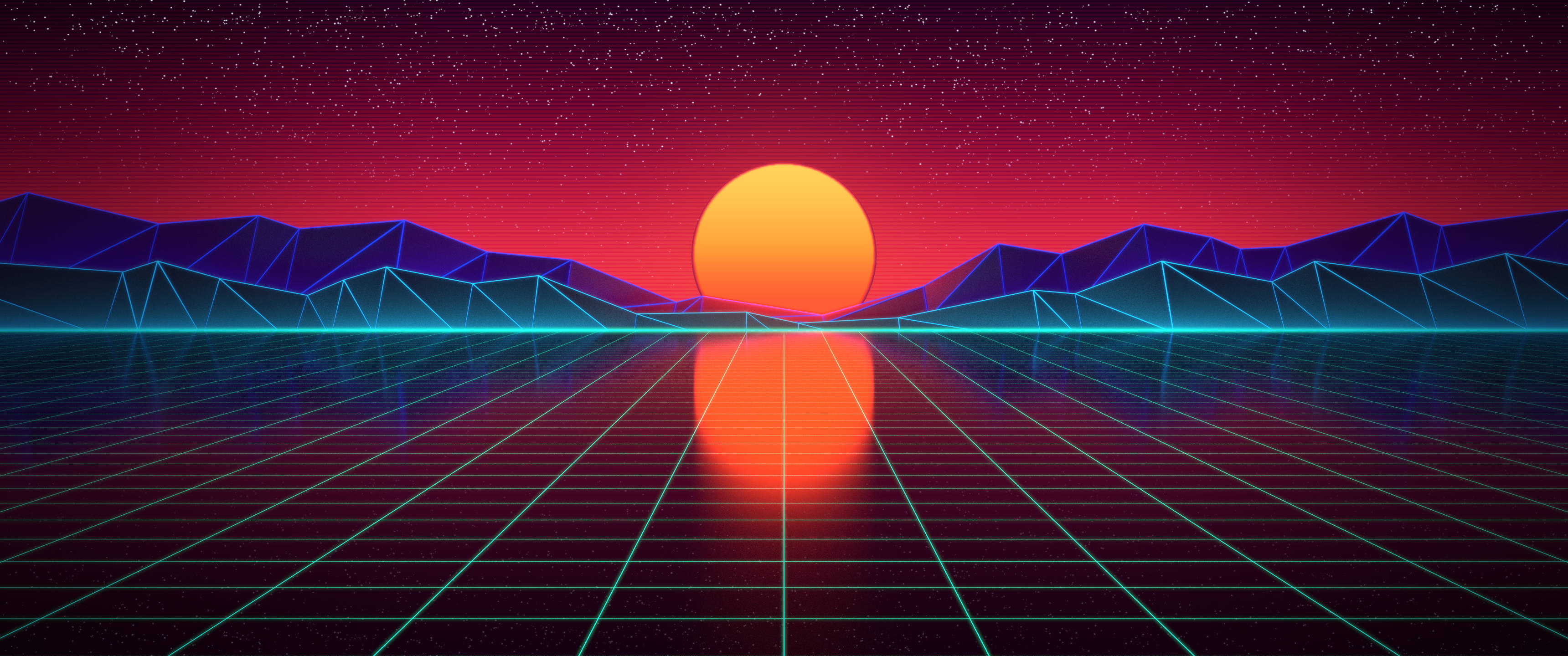 3440x1440 Minimalistisk Synthwave Landskab Wallpapers