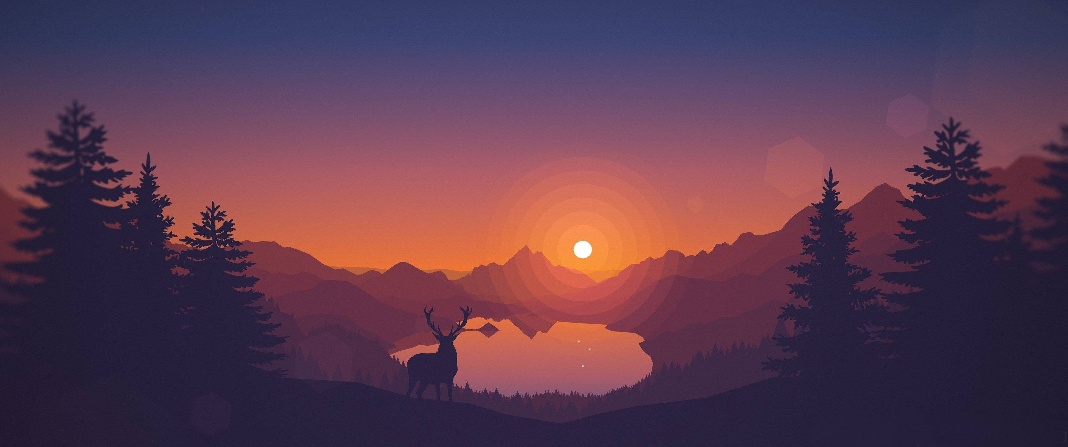 3440x1440 Minimalistisk Solnedgangsdal Wallpapers