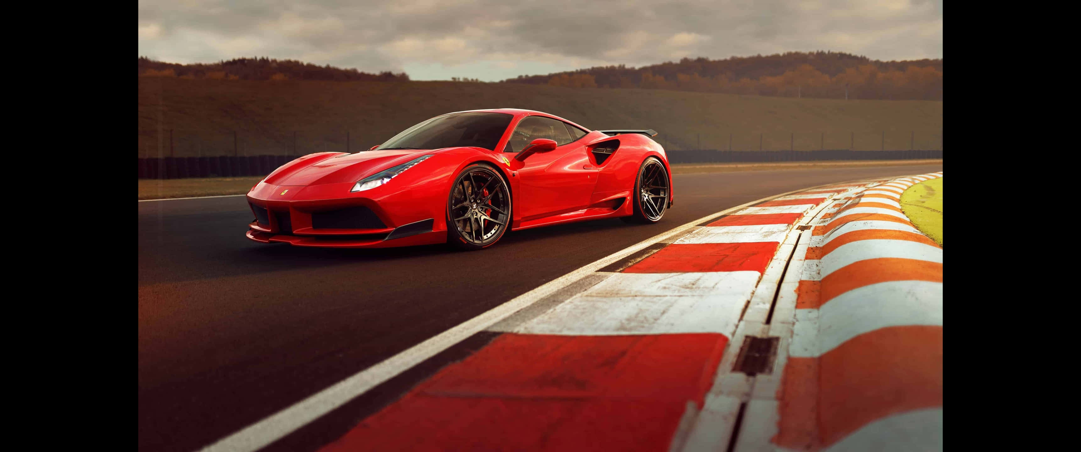 3440x1440p Ferrari Baggrund Røde Hvide Linjer Wallpapers