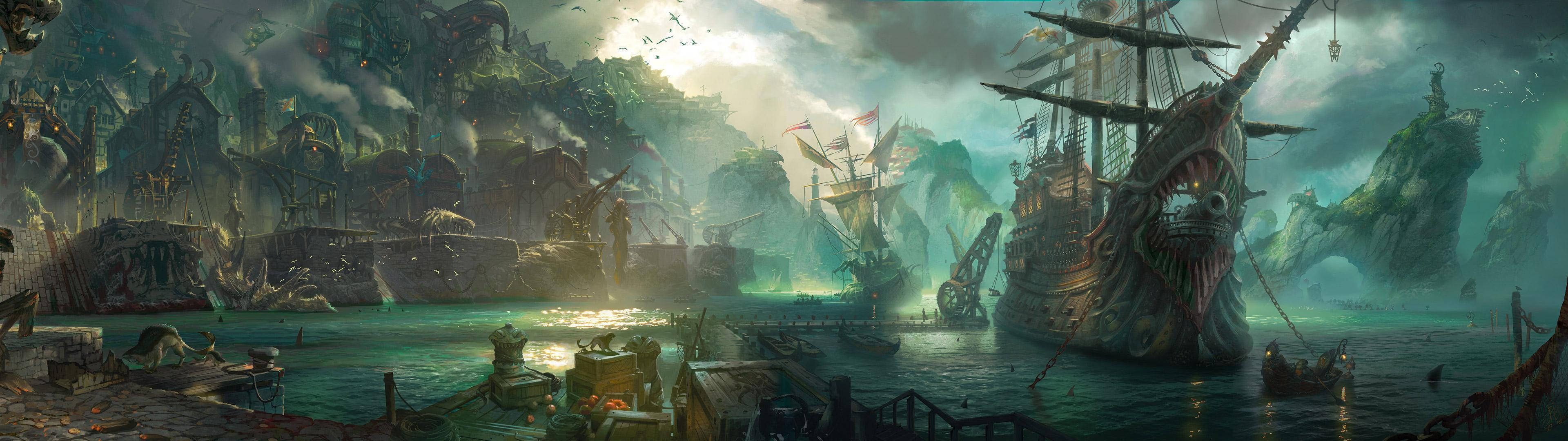 3840x1080 HD Dobbeltskærm Piratskibe Wallpapers