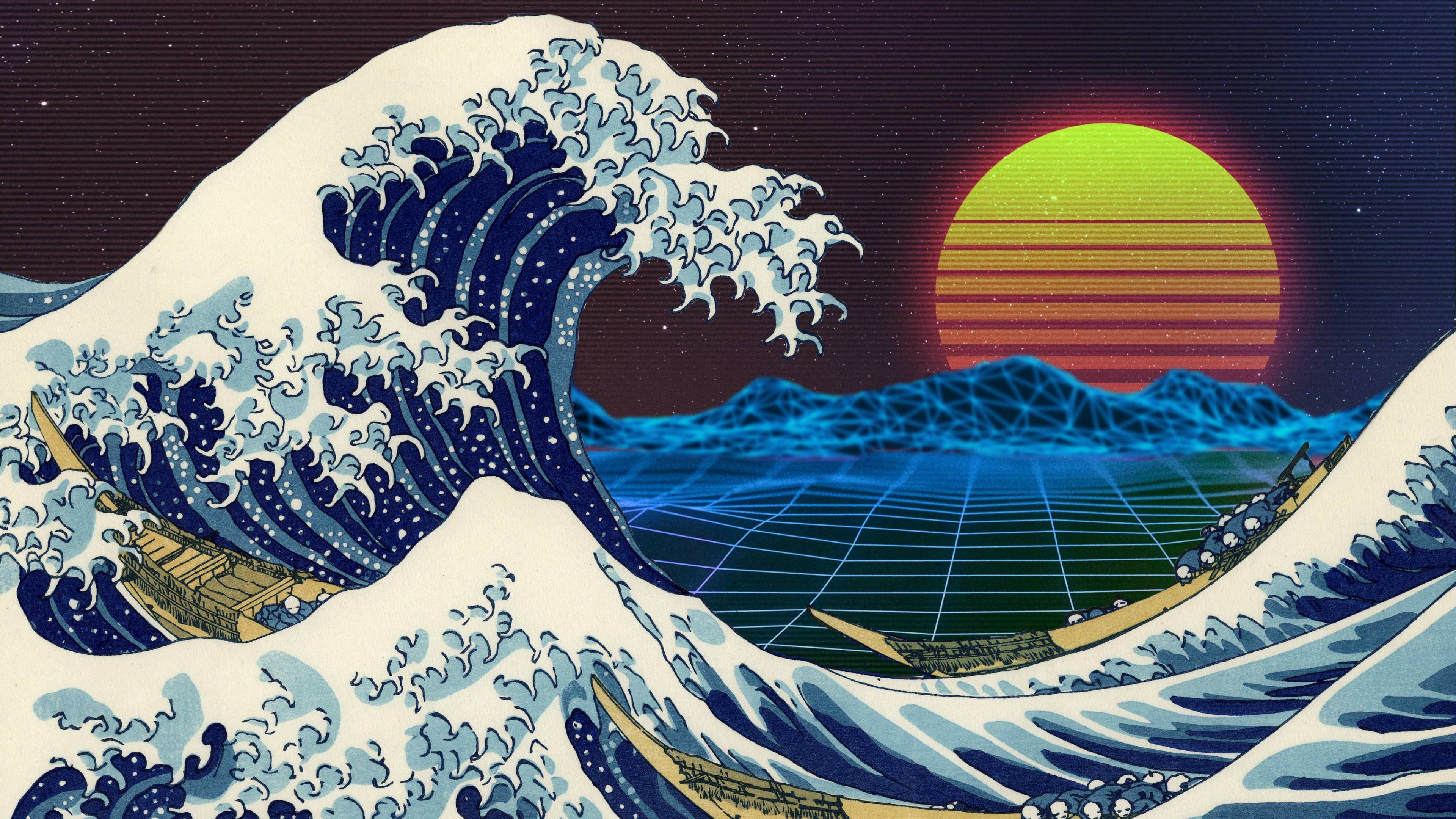 3840x2160 Skærm Retro Stor Bølge Wallpapers