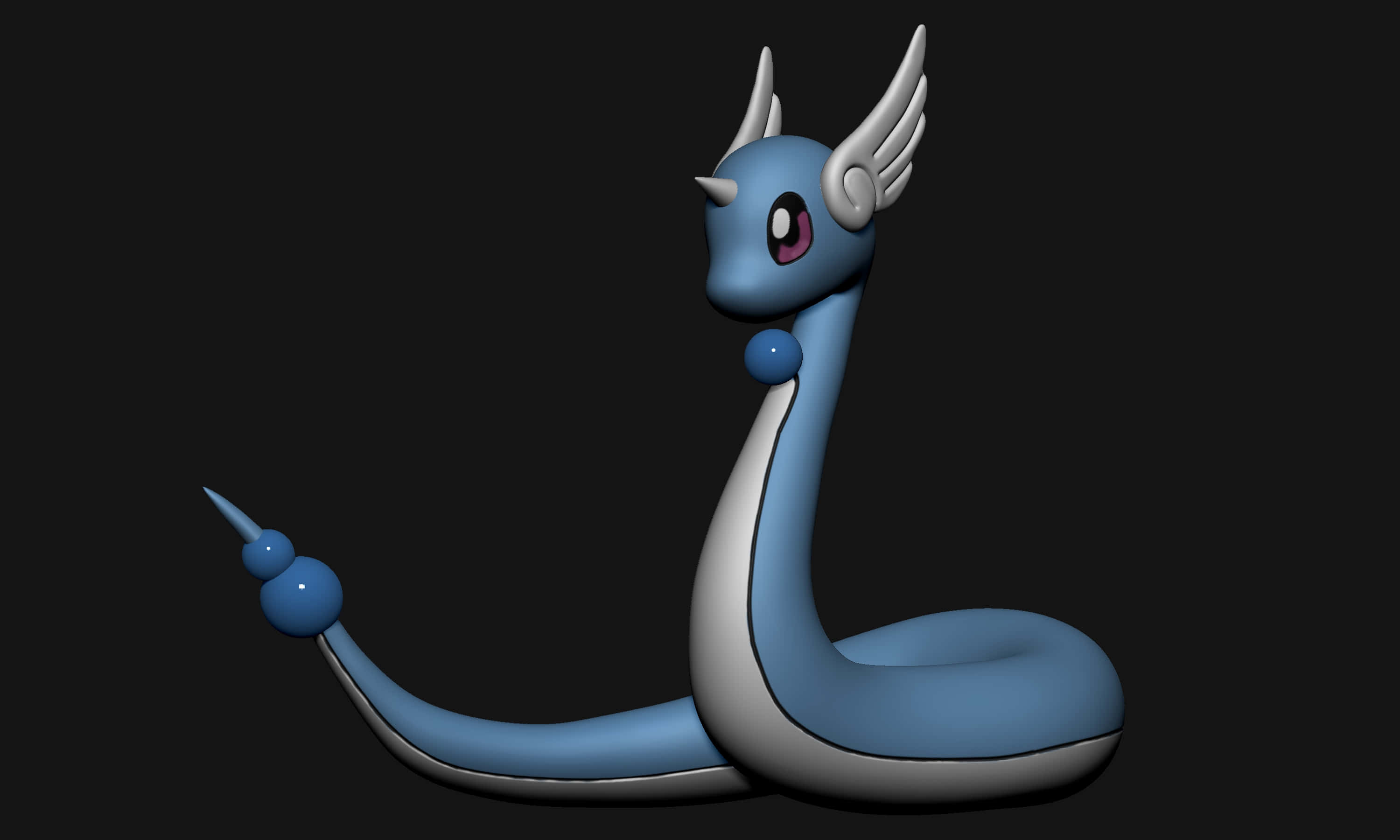 3D Dragonair Pokemon på sort baggrund Wallpapers