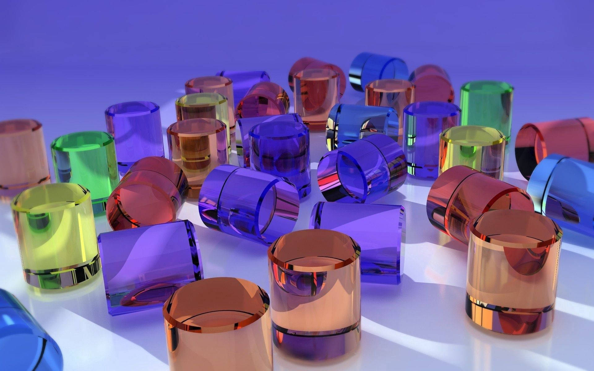 3D farverige transparente cylindre Wallpapers