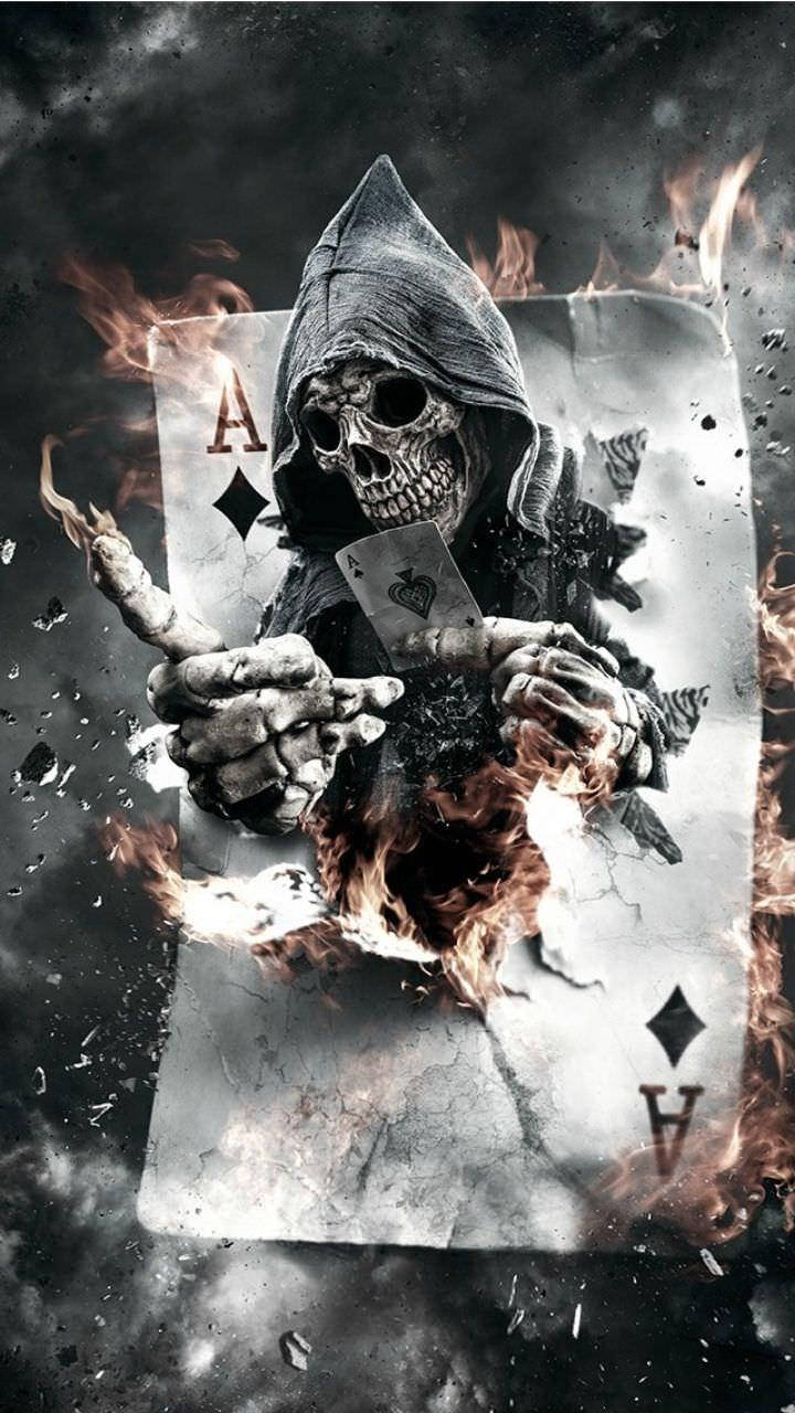 3D Horror Grim Reaper Kortspil Wallpapers