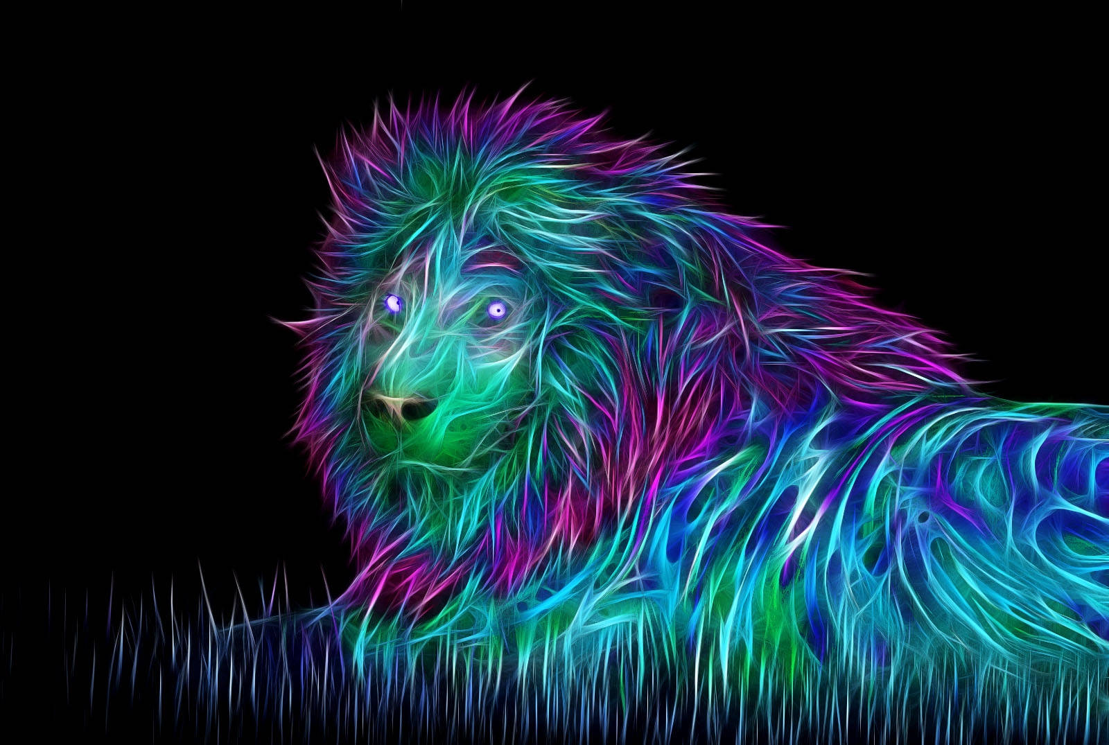 3D-neonløve Wallpapers