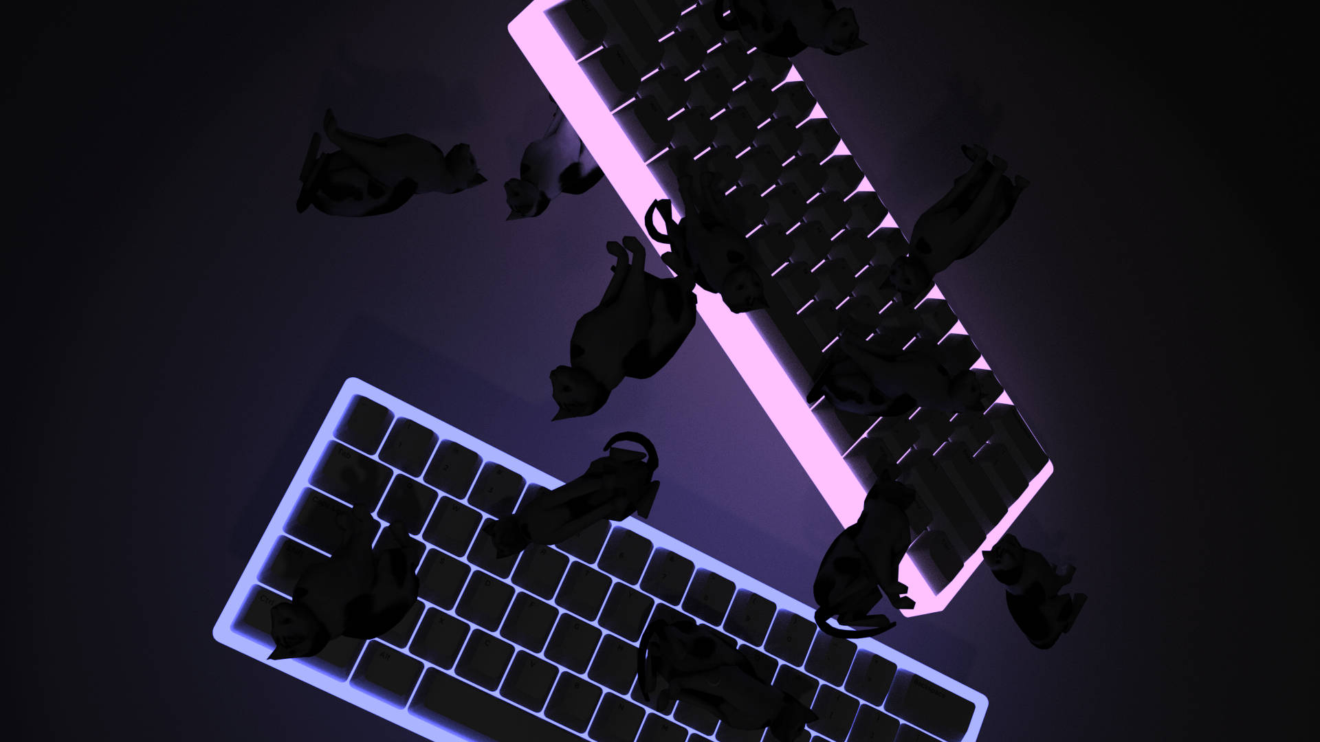 3D Render Katte Tastatur Æstetik Wallpapers