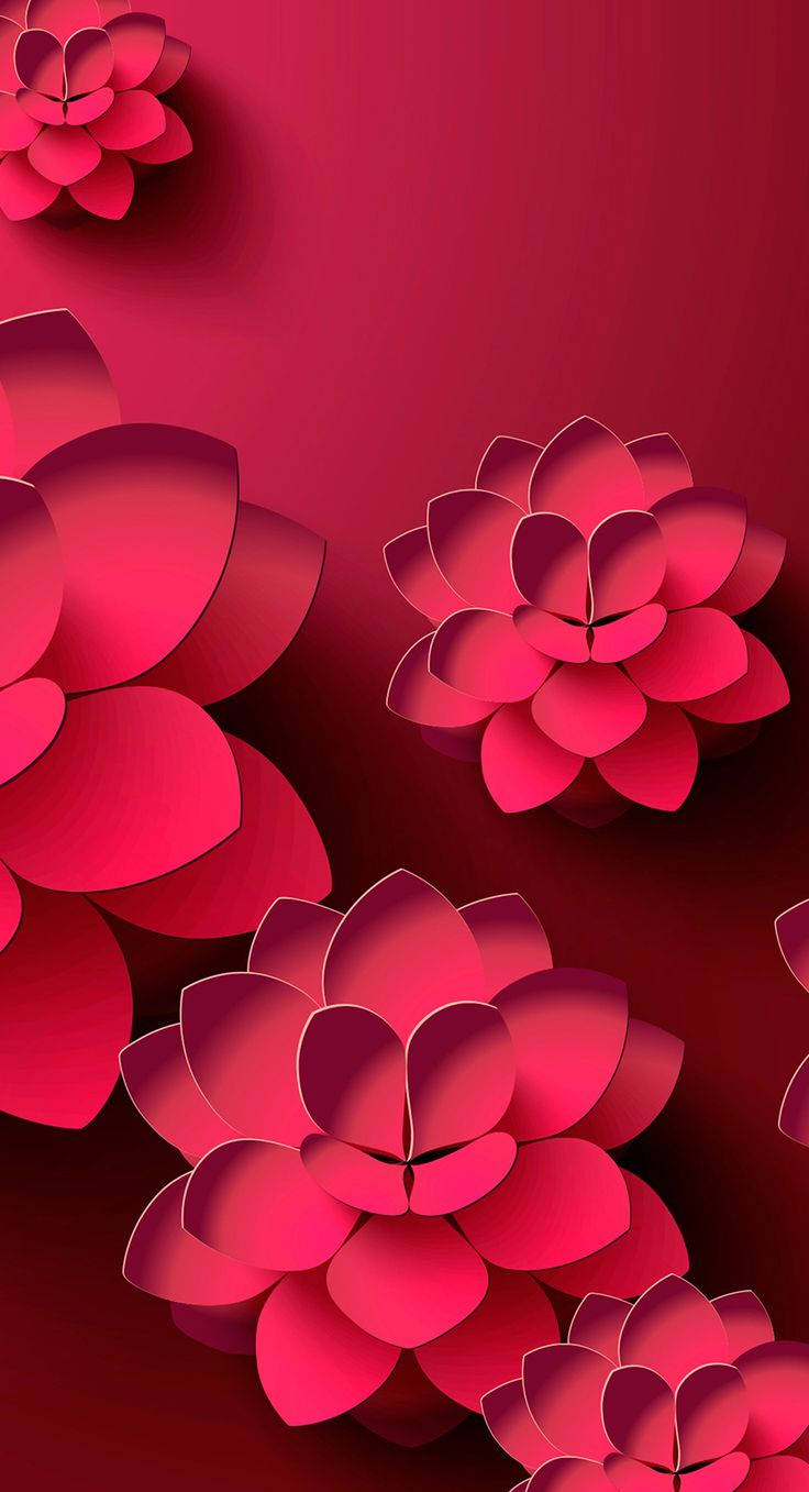 3D Telefon Magenta Lotusblomster Wallpapers