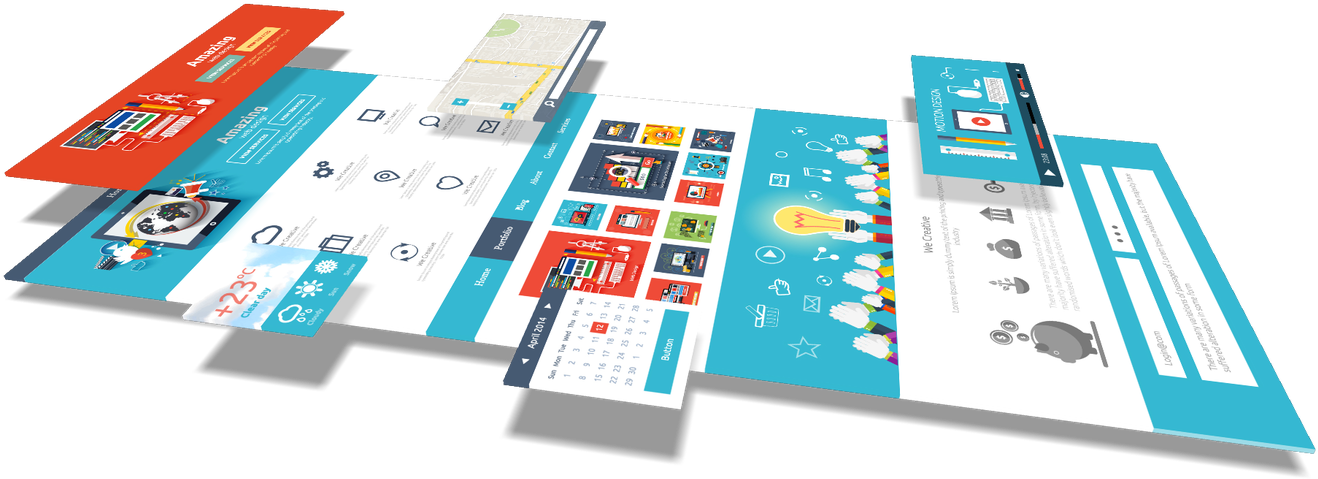 3D Webdesign-elementer i perspektivvisning Wallpapers