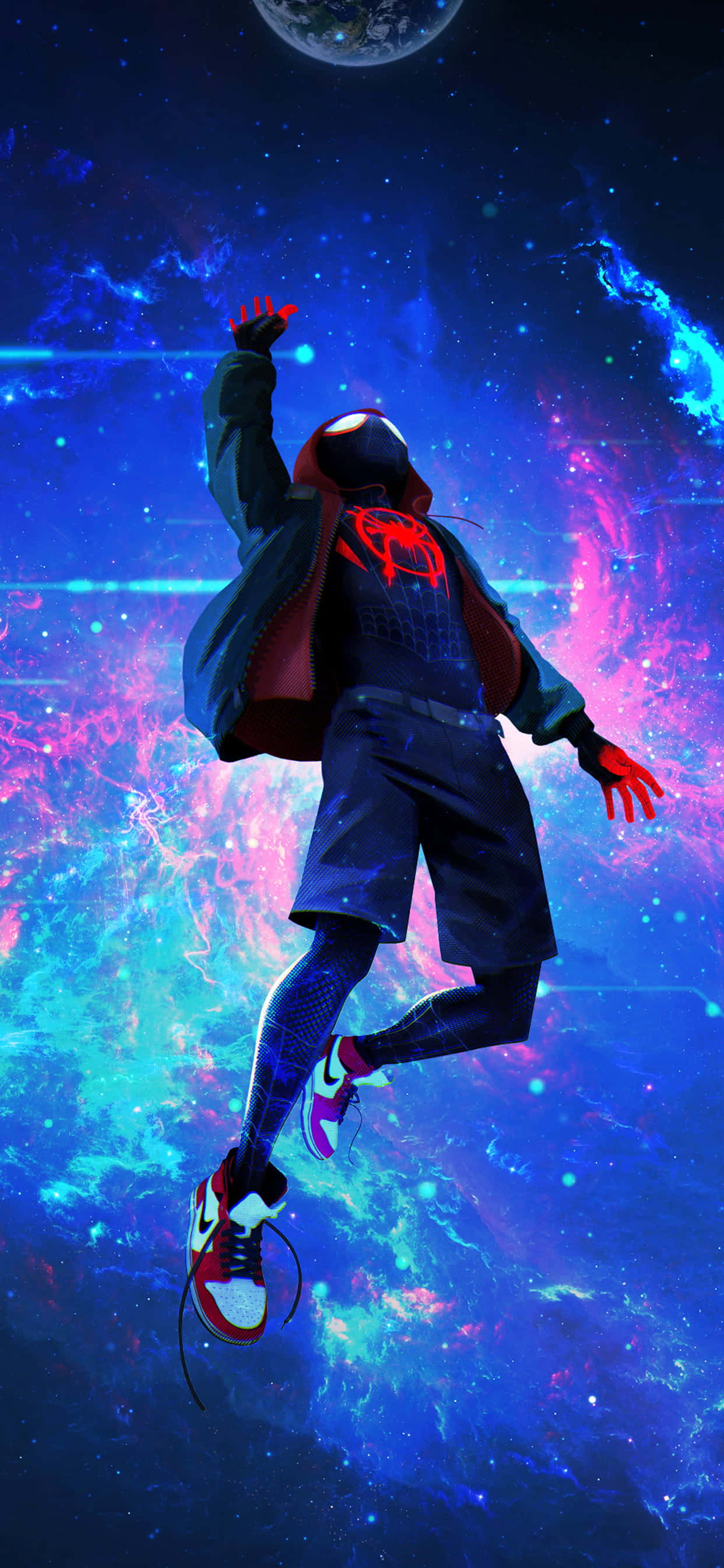 4K AMOLED Baggrund Miles Morales Falder I Spiderverse Wallpapers