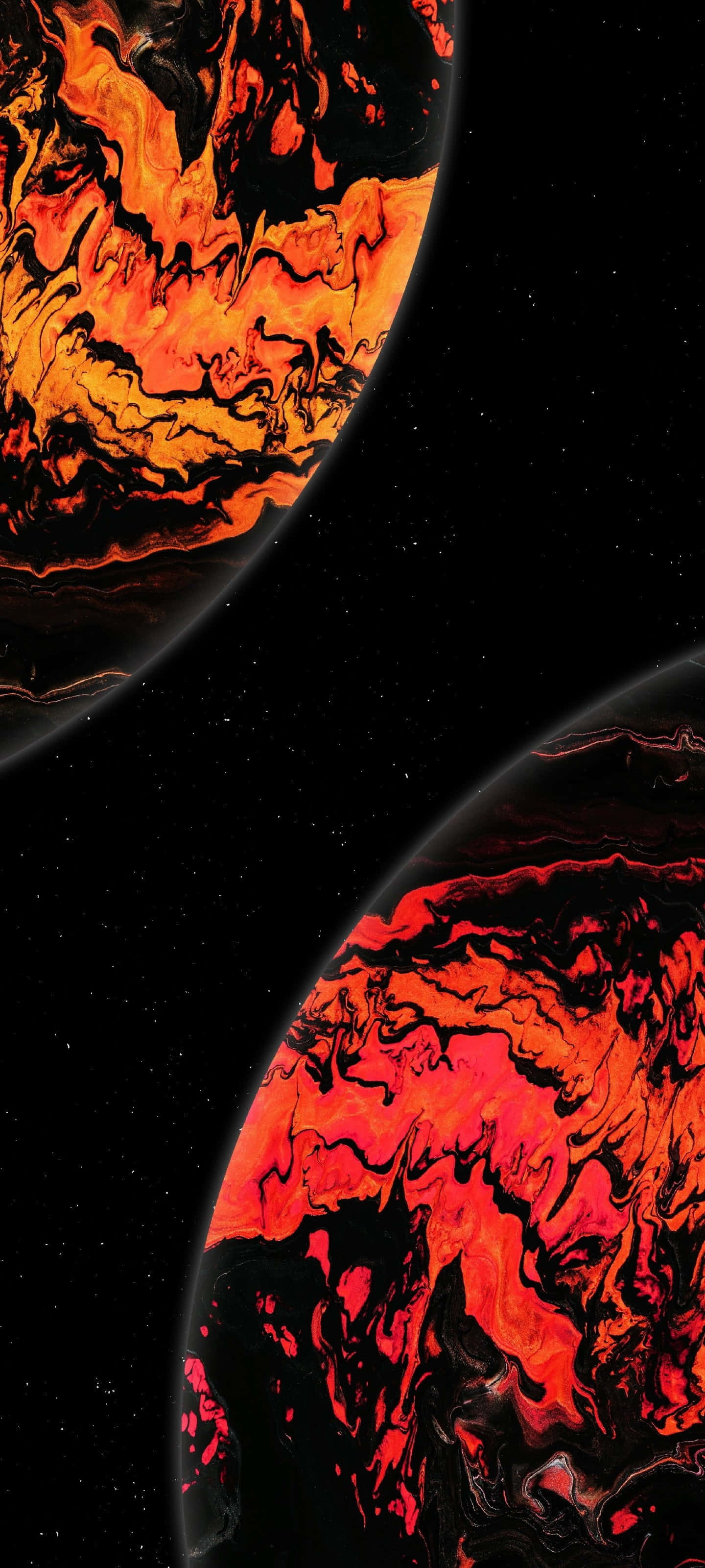 4K AMOLED Baggrund Røde Og Gule Planeter Tæt På Hinanden Wallpapers