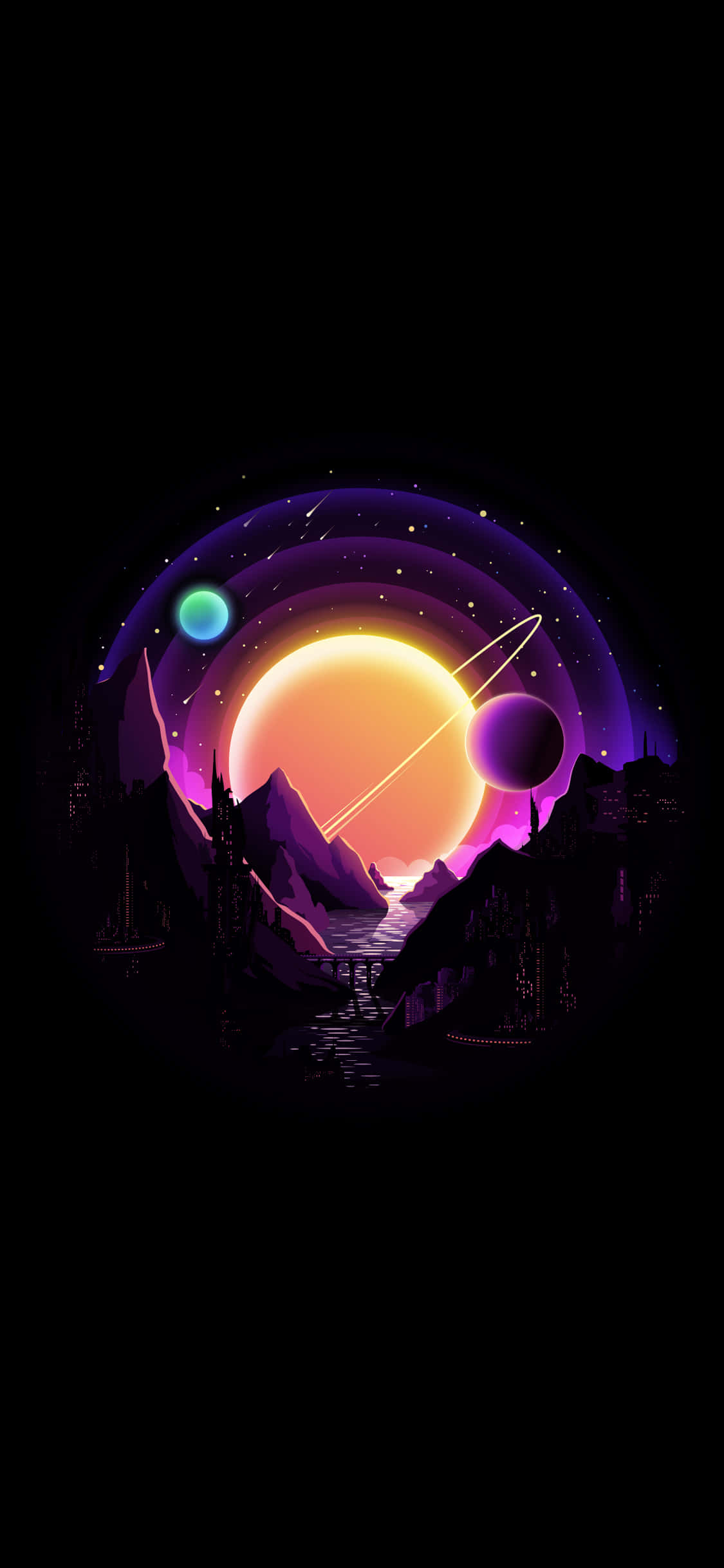 4K AMOLED Baggrund Planeter i kredsløb Wallpapers