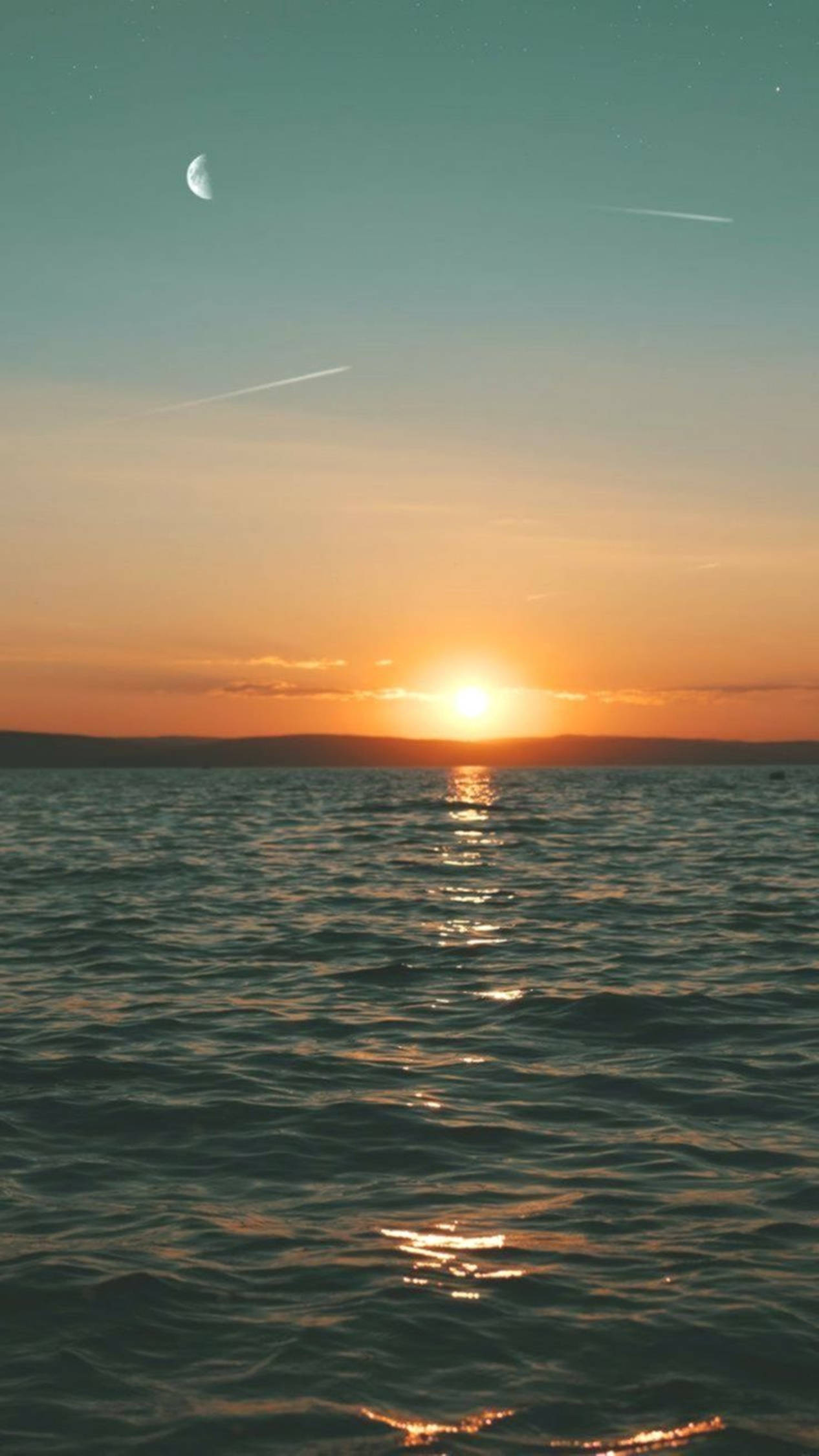 4K Android solnedgang måne Wallpapers