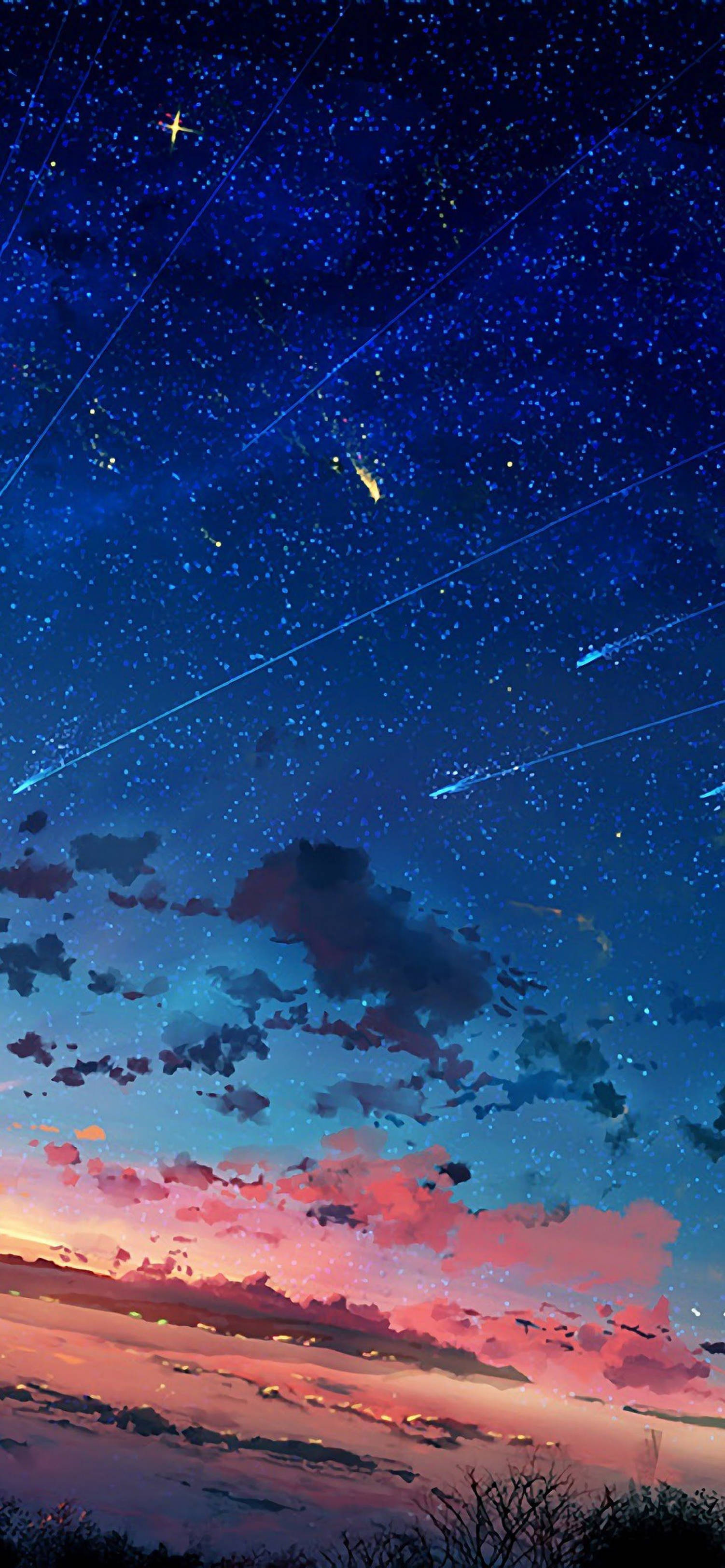 4K Anime iPhone Faldende Stjerner og Komet Wallpapers