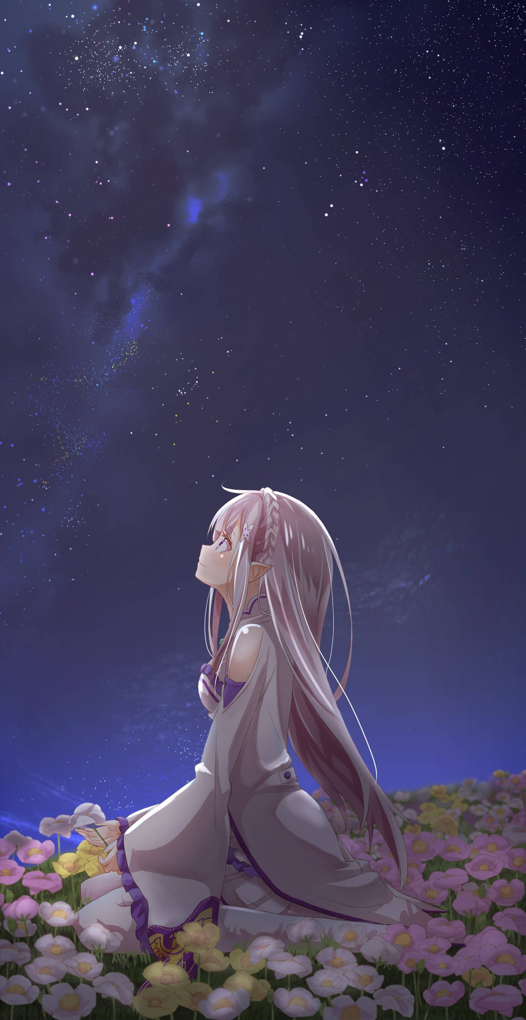 4K Anime iPhone Dame i Blomsterhave Wallpapers