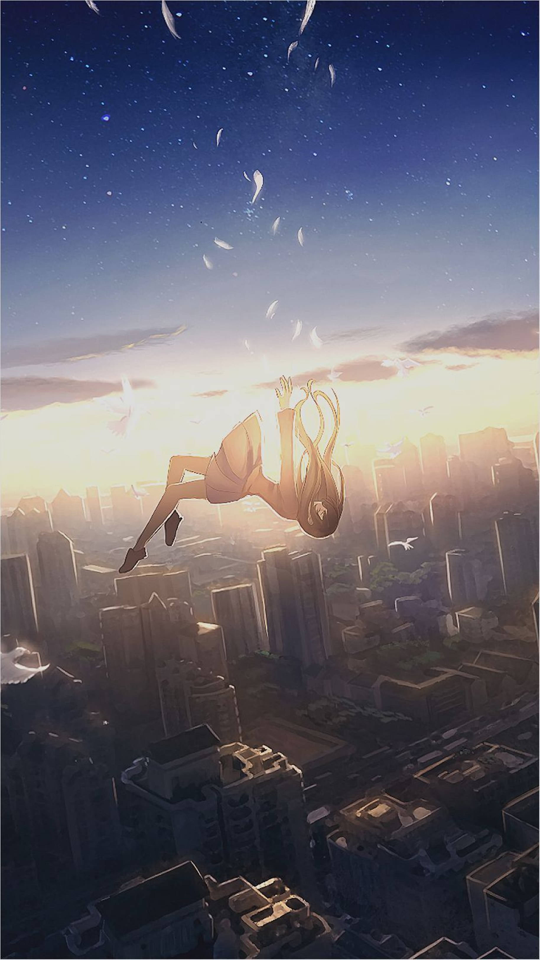 4K Anime iPhone Faldende By Pige Wallpapers