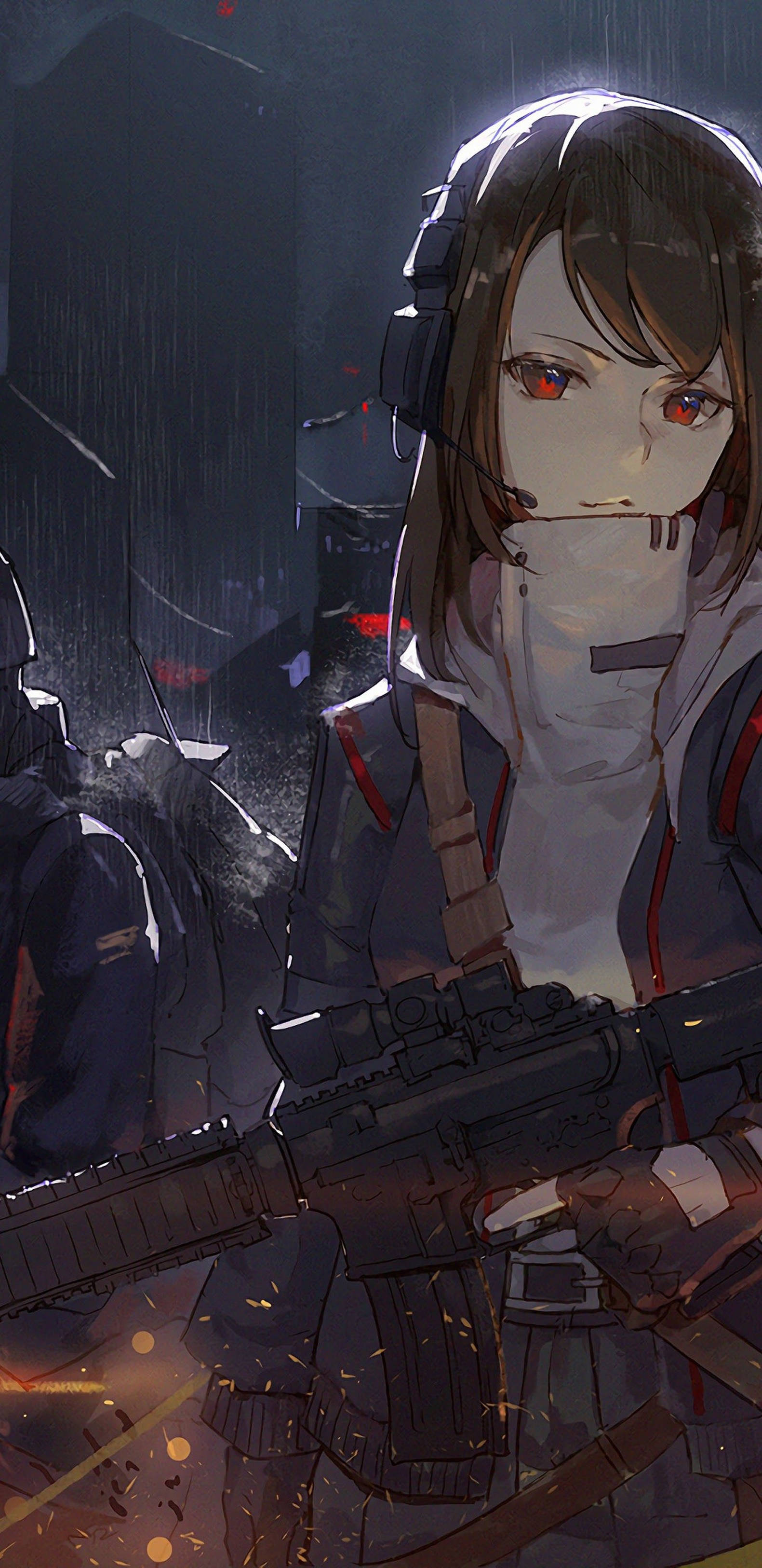 4K Anime iPhone Voldsom Bevæbnet Pige Wallpapers