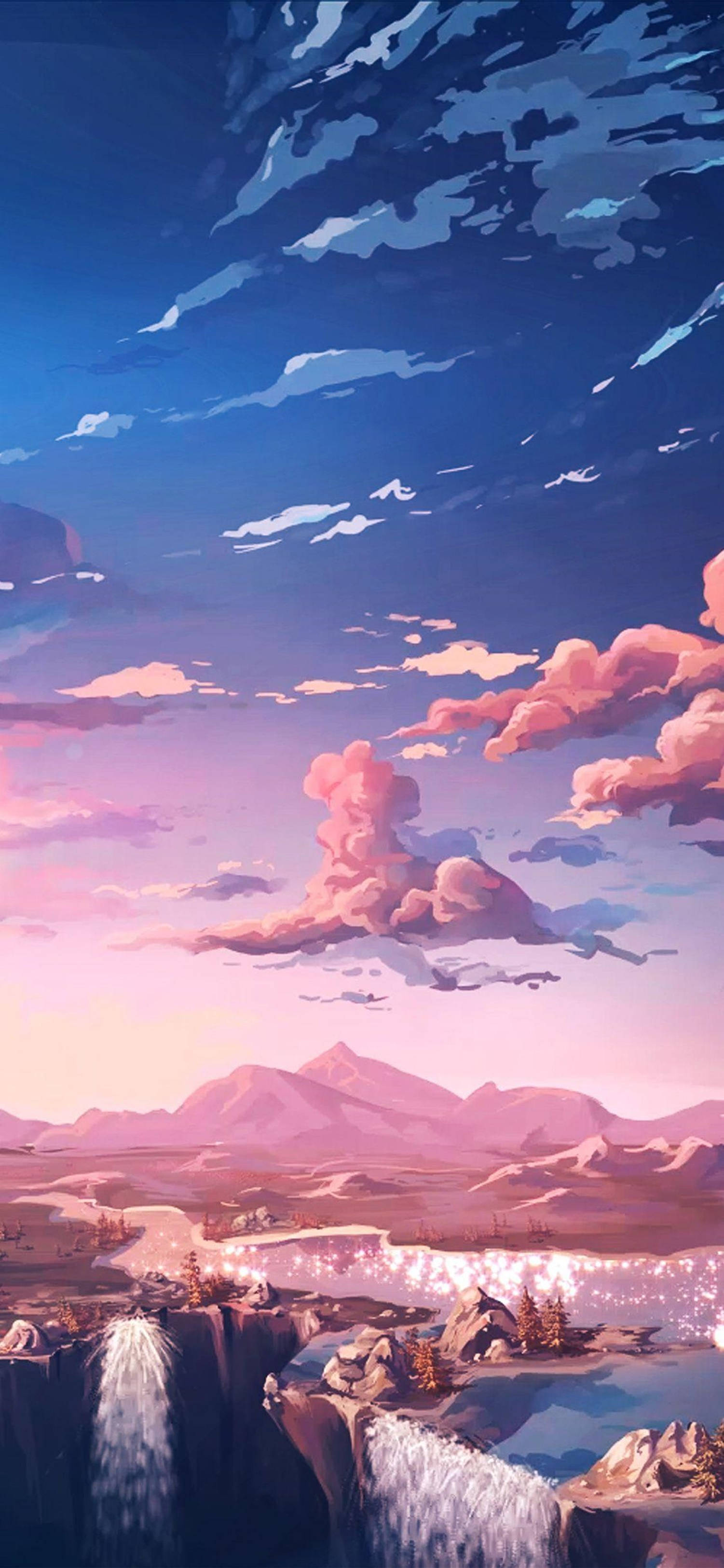 4K Anime iPhone Pink Skies Landskab Wallpapers