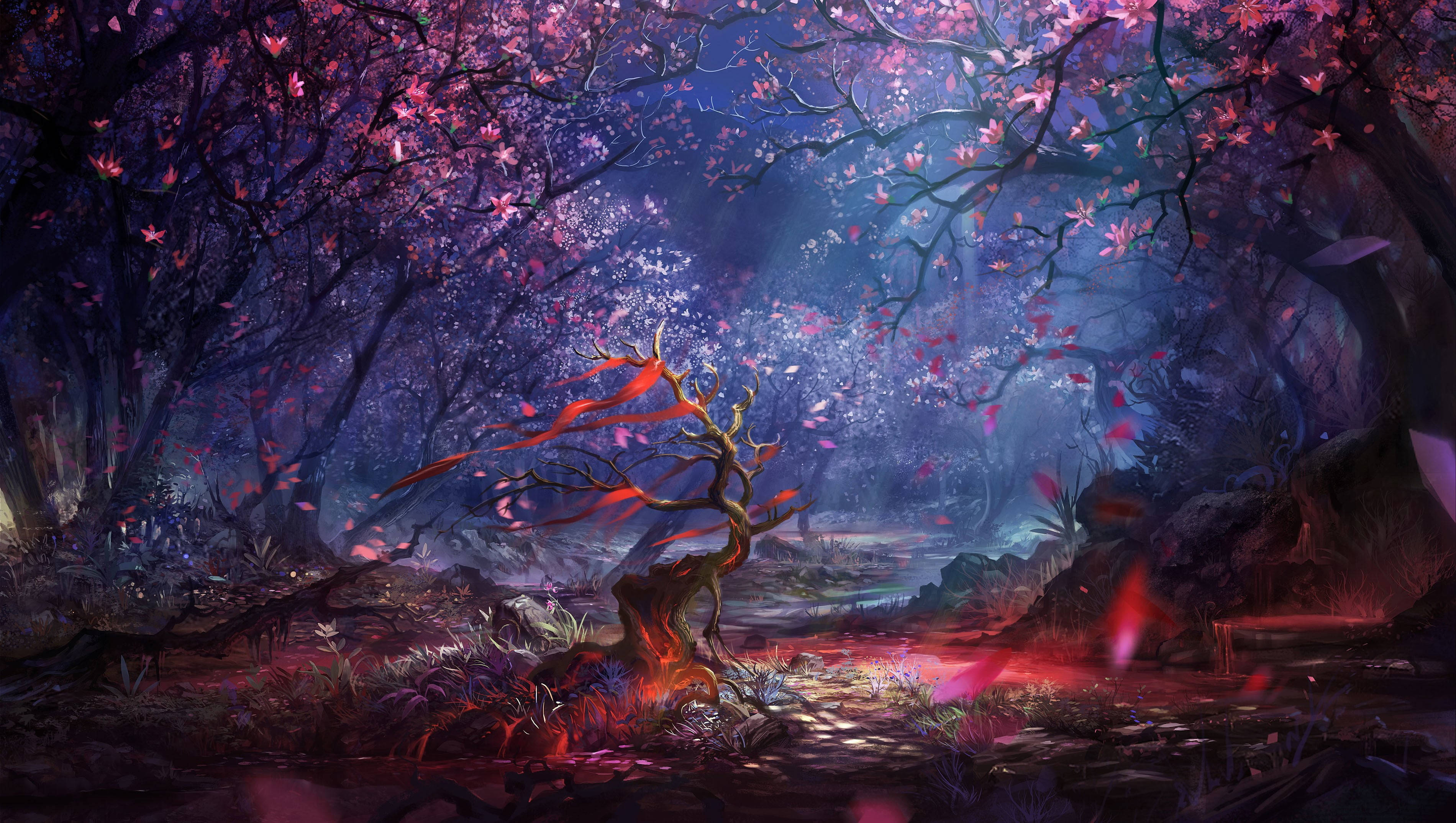 4K Bevægende Fantasiskov Skrivebord Wallpapers