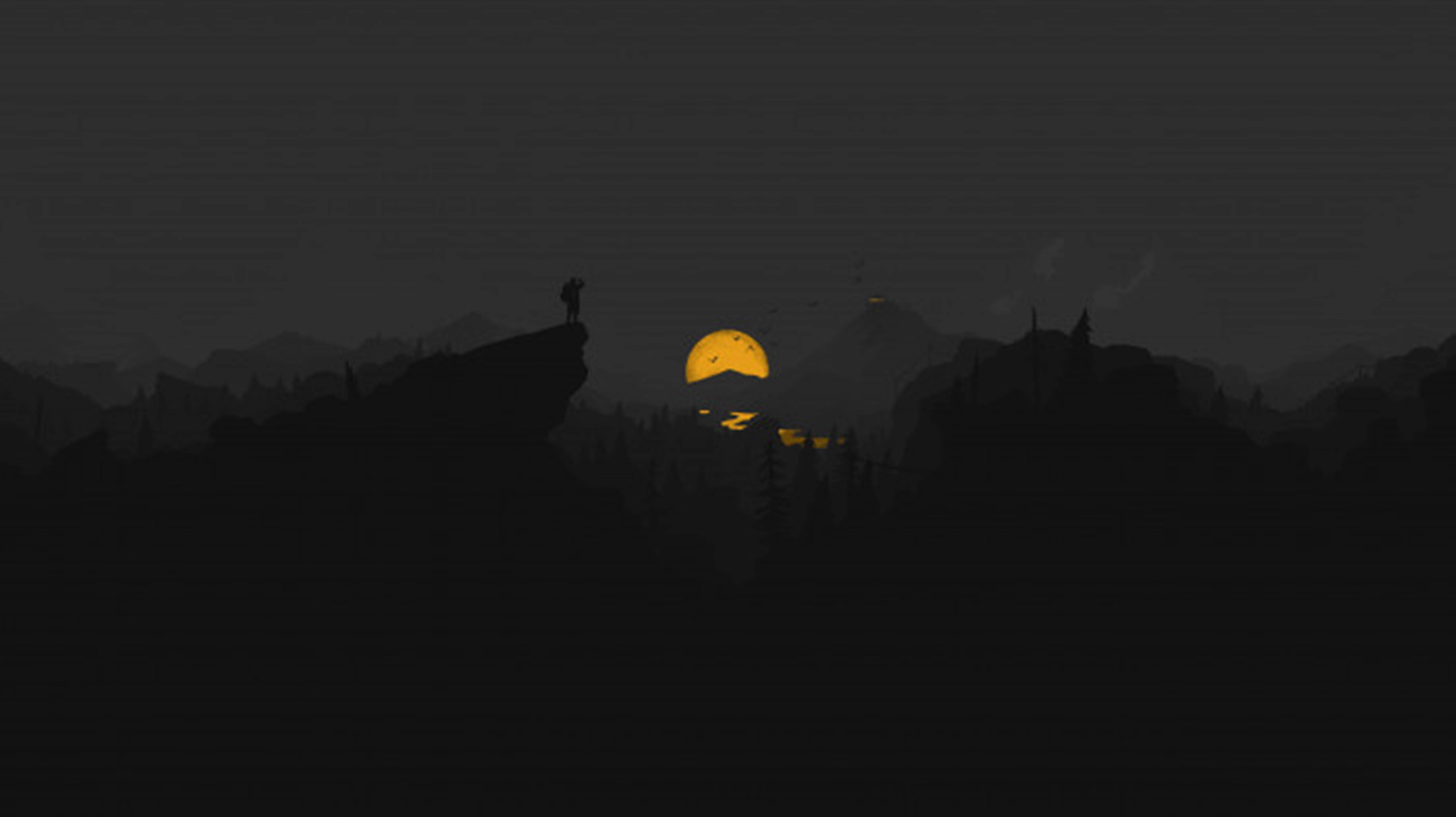 4K Firewatch Gul Måne Flod Wallpapers