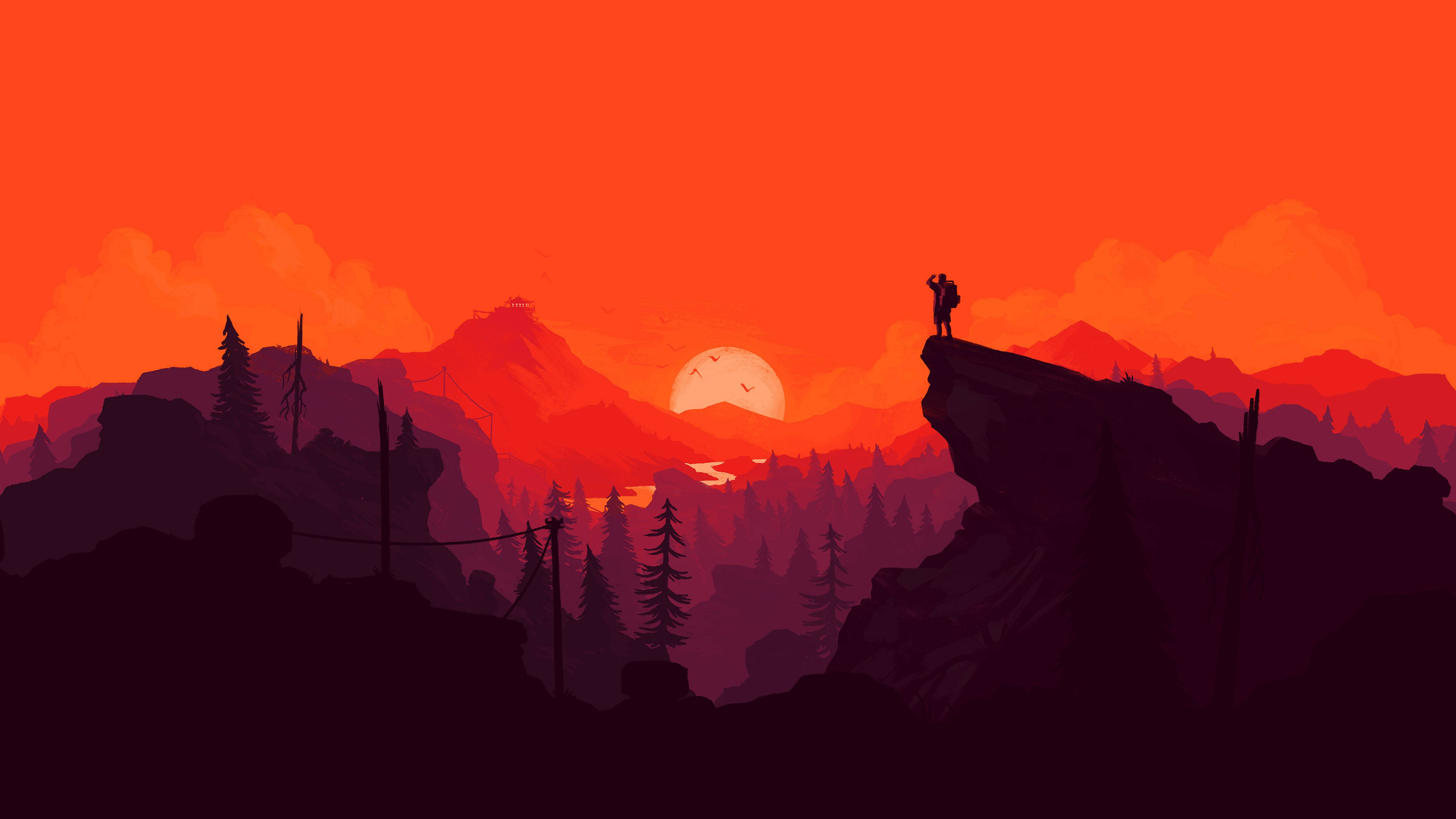 4K Firewatch Vandrer På Røde Bjerge Wallpapers