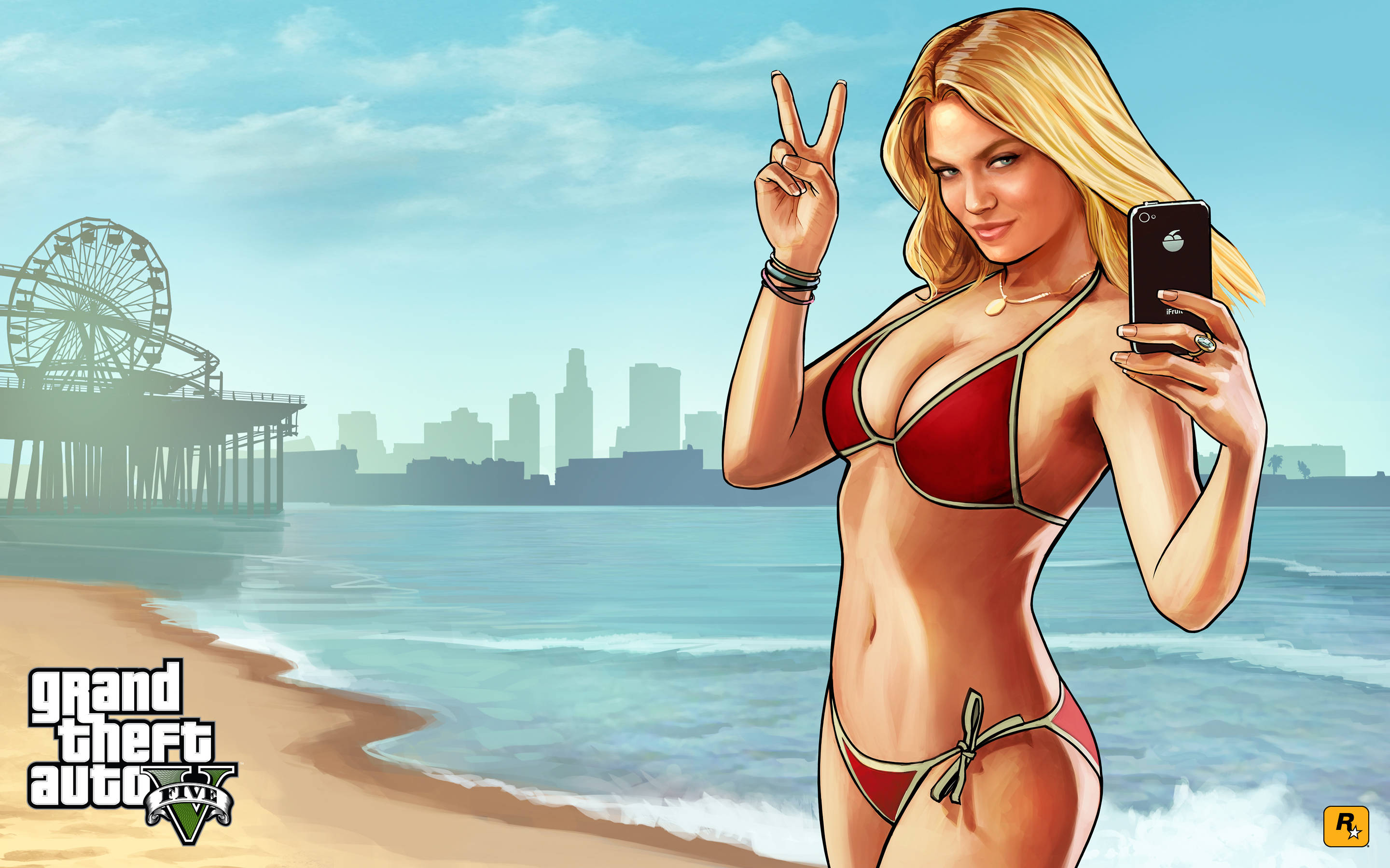 4K GTA 5 Bikinipige Ved Stranden Wallpapers