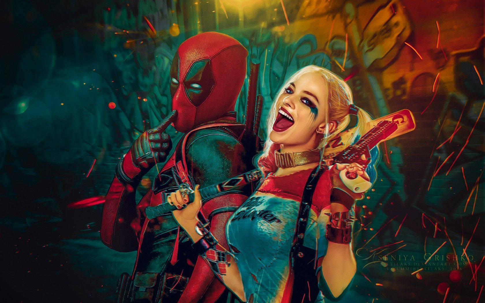 4K Harley Quinn med Deadpool Wallpapers