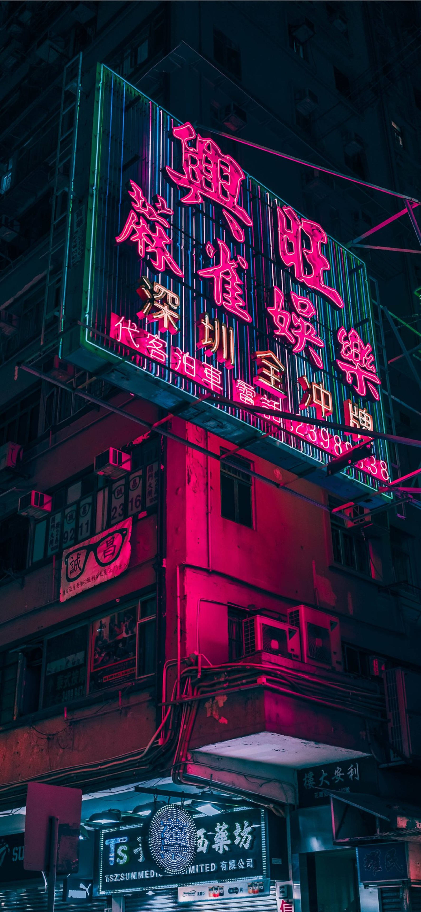 4K Neon iPhone Lilla Reklametavle Wallpapers