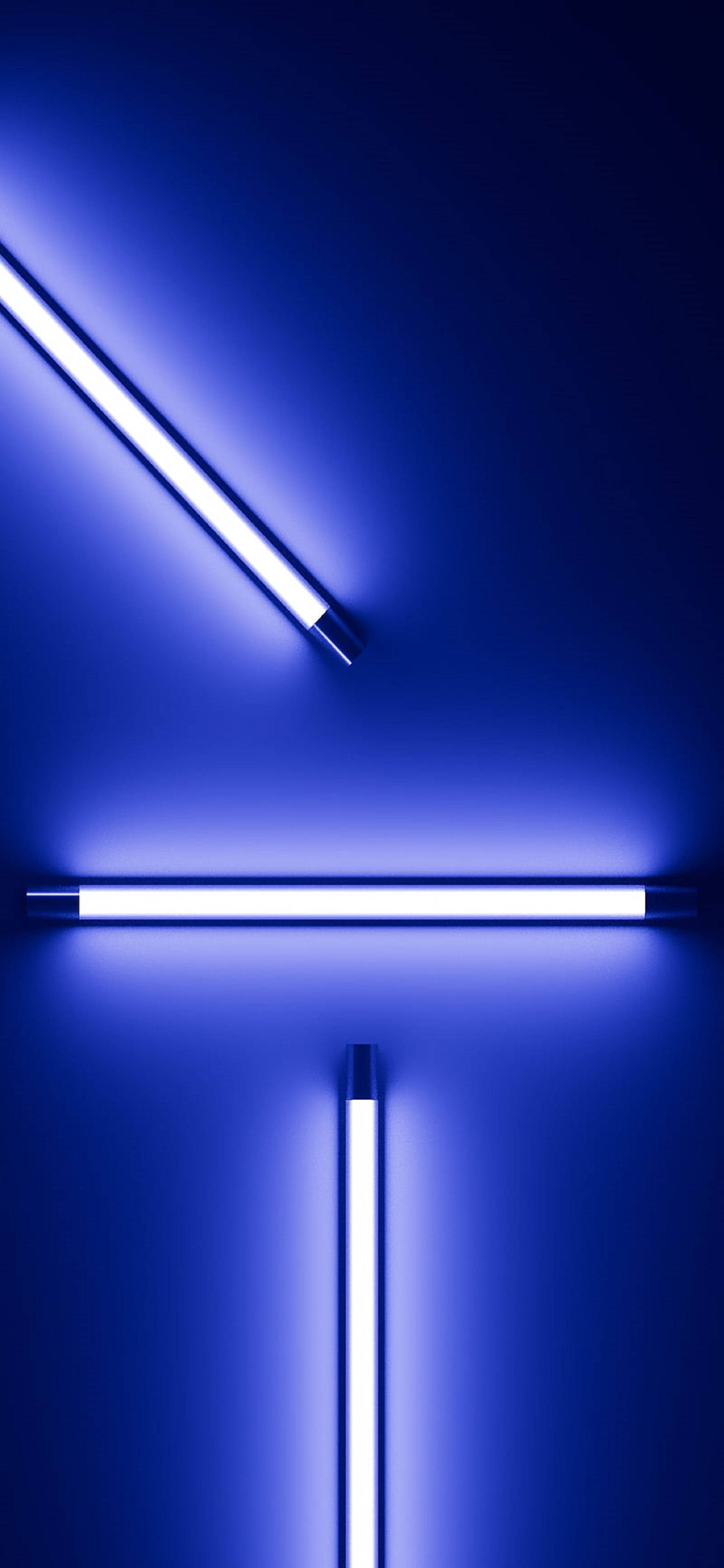 4K Neonblå iPhone-lys i væg Wallpapers