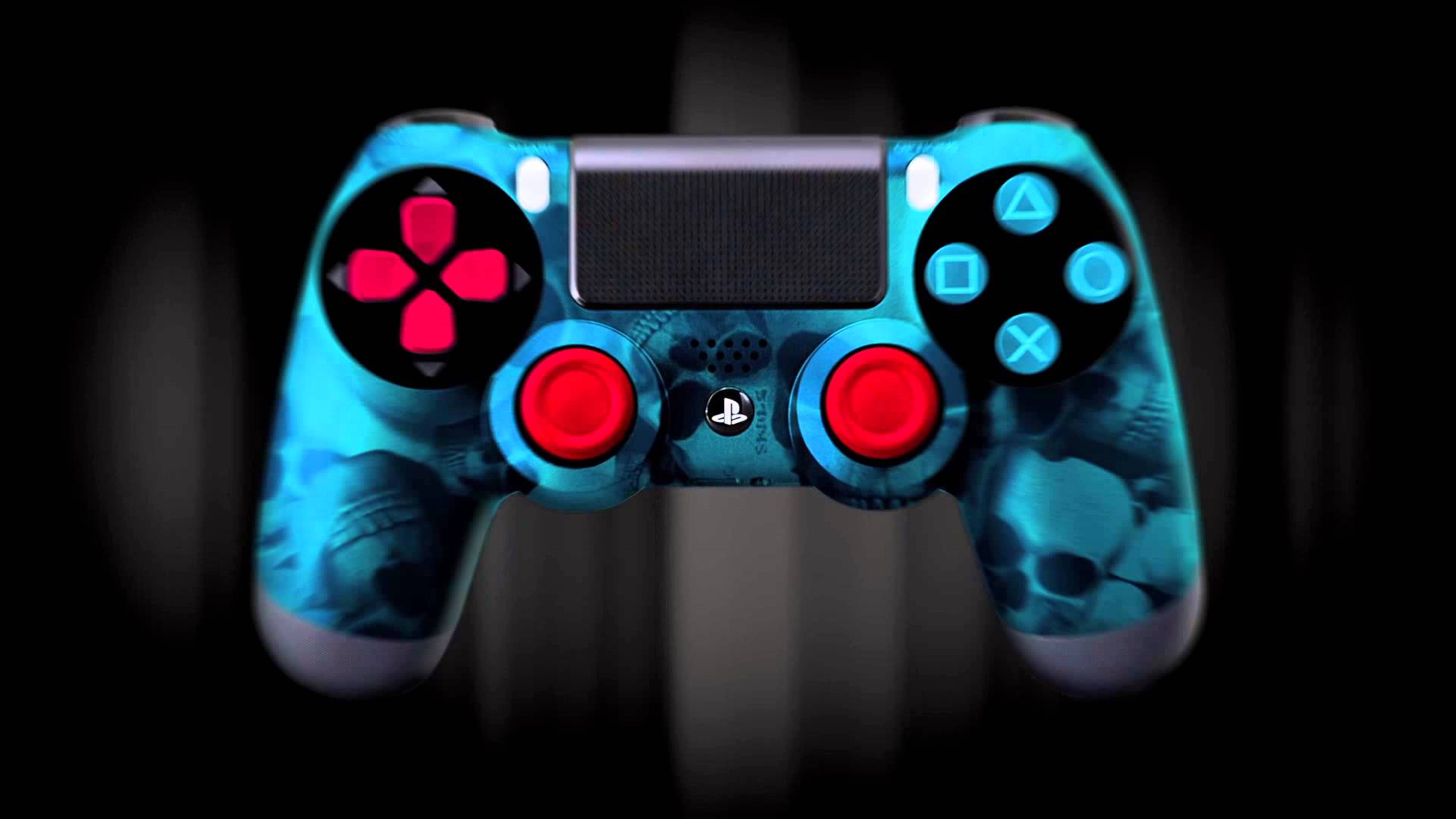 4K PS4 med neonlysende kraniumdekal Wallpapers