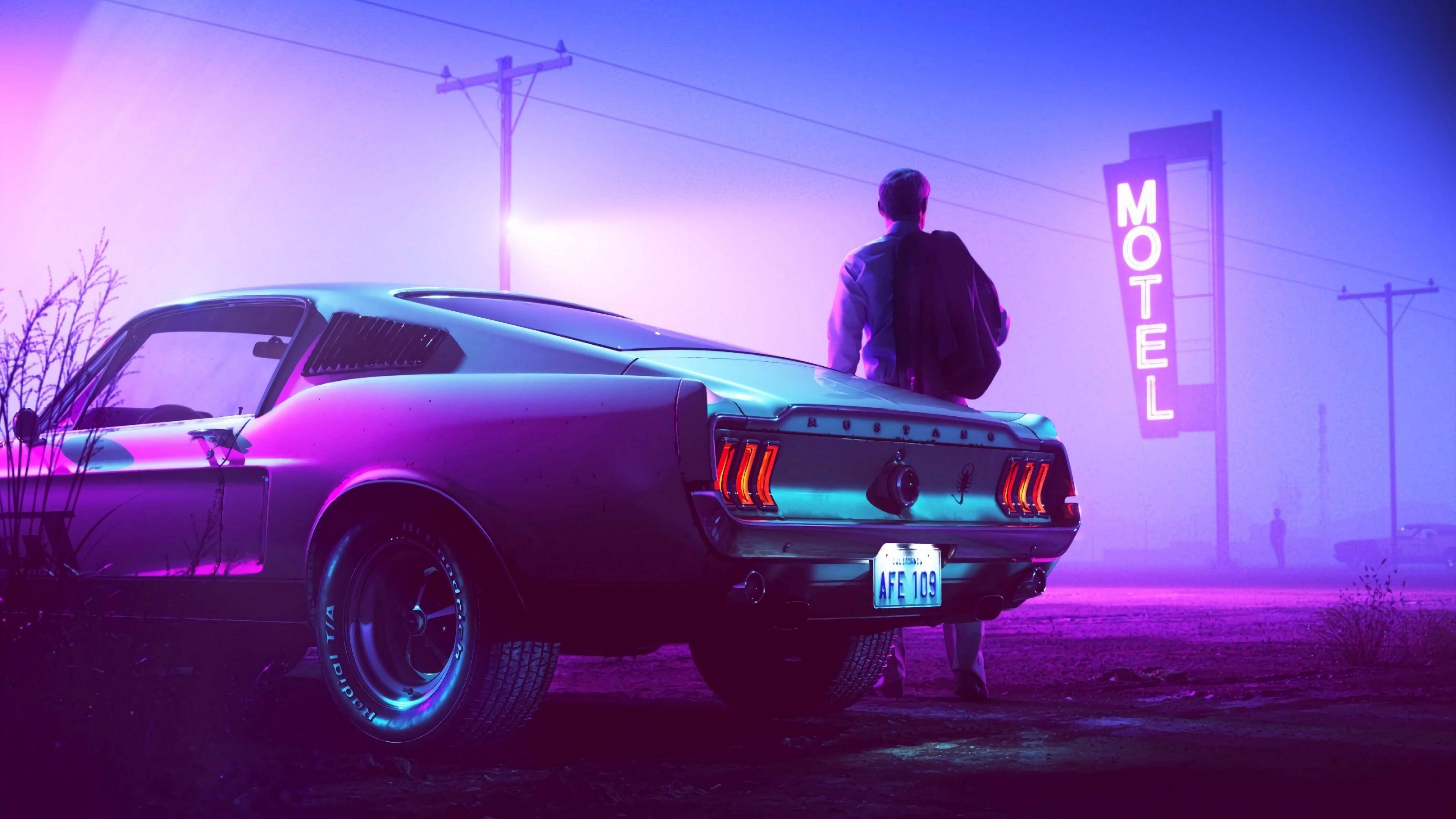 4K Ultra HD Mustang Neon Lilla Wallpapers