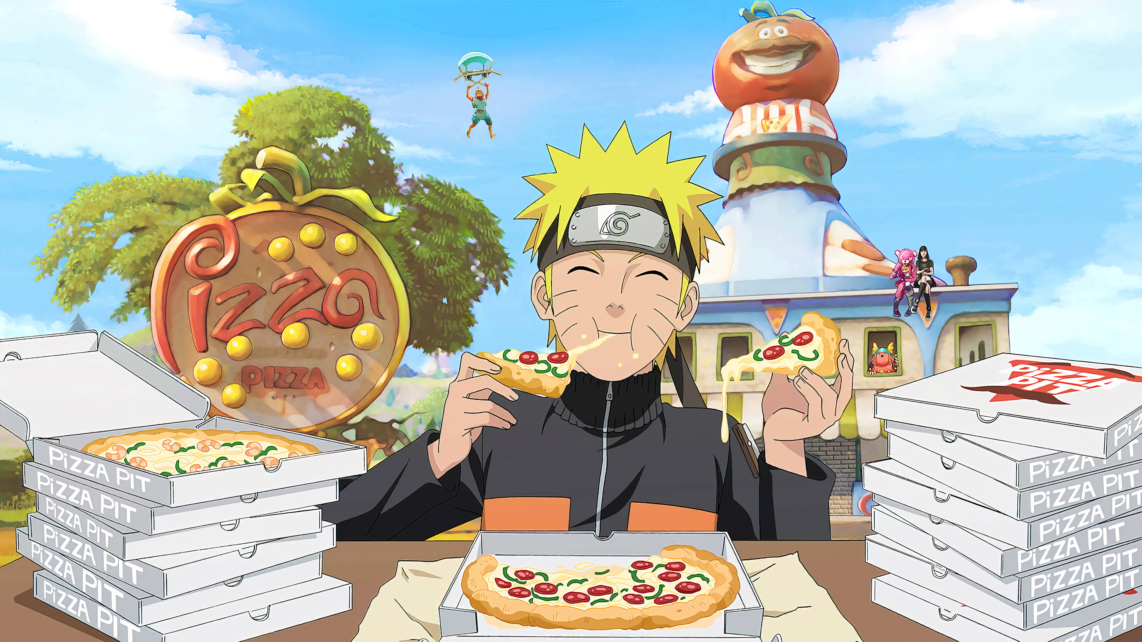 4K Ultra HD Naruto spiser pizza Wallpapers