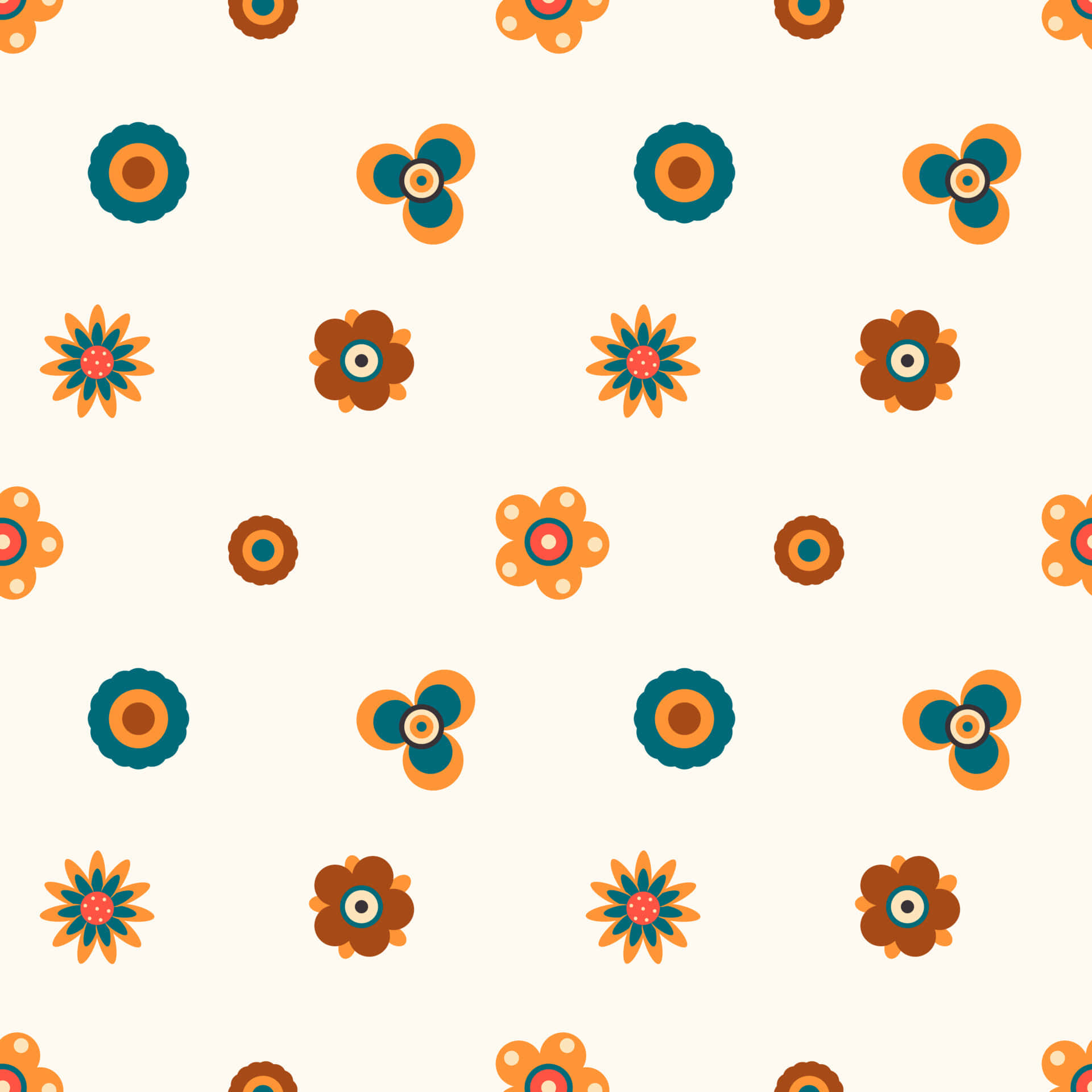 70'er blomstret geometrisk mønster Wallpapers