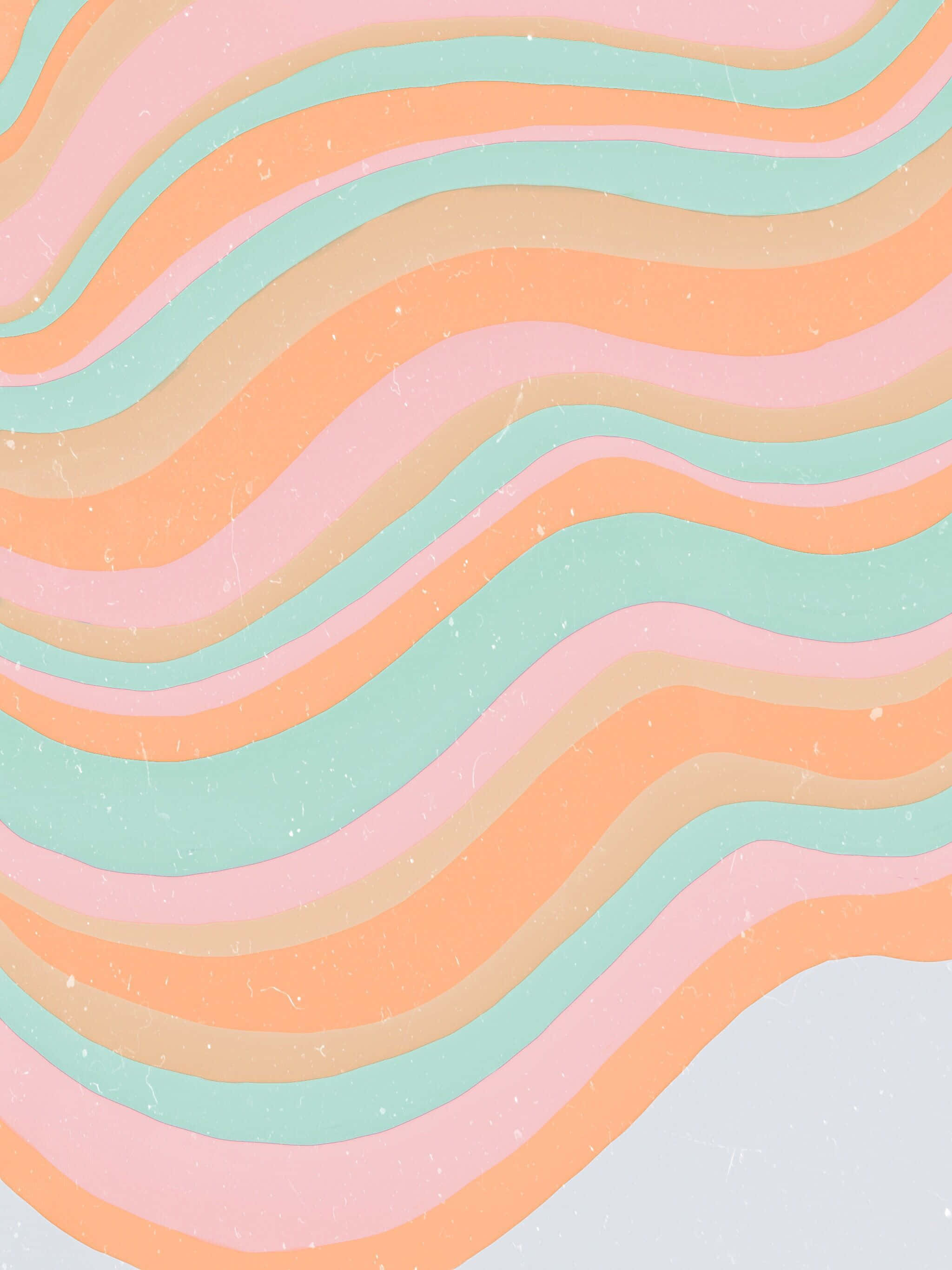 70'er Groovy Baggrund Bølget Blå Og Pastelfarver Wallpapers