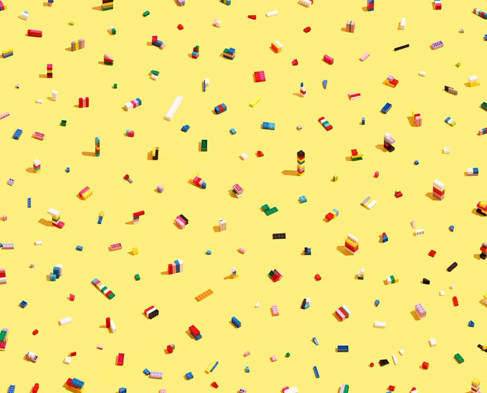70'er retro skrivebord med legoklodser i sømløst mønster Wallpapers