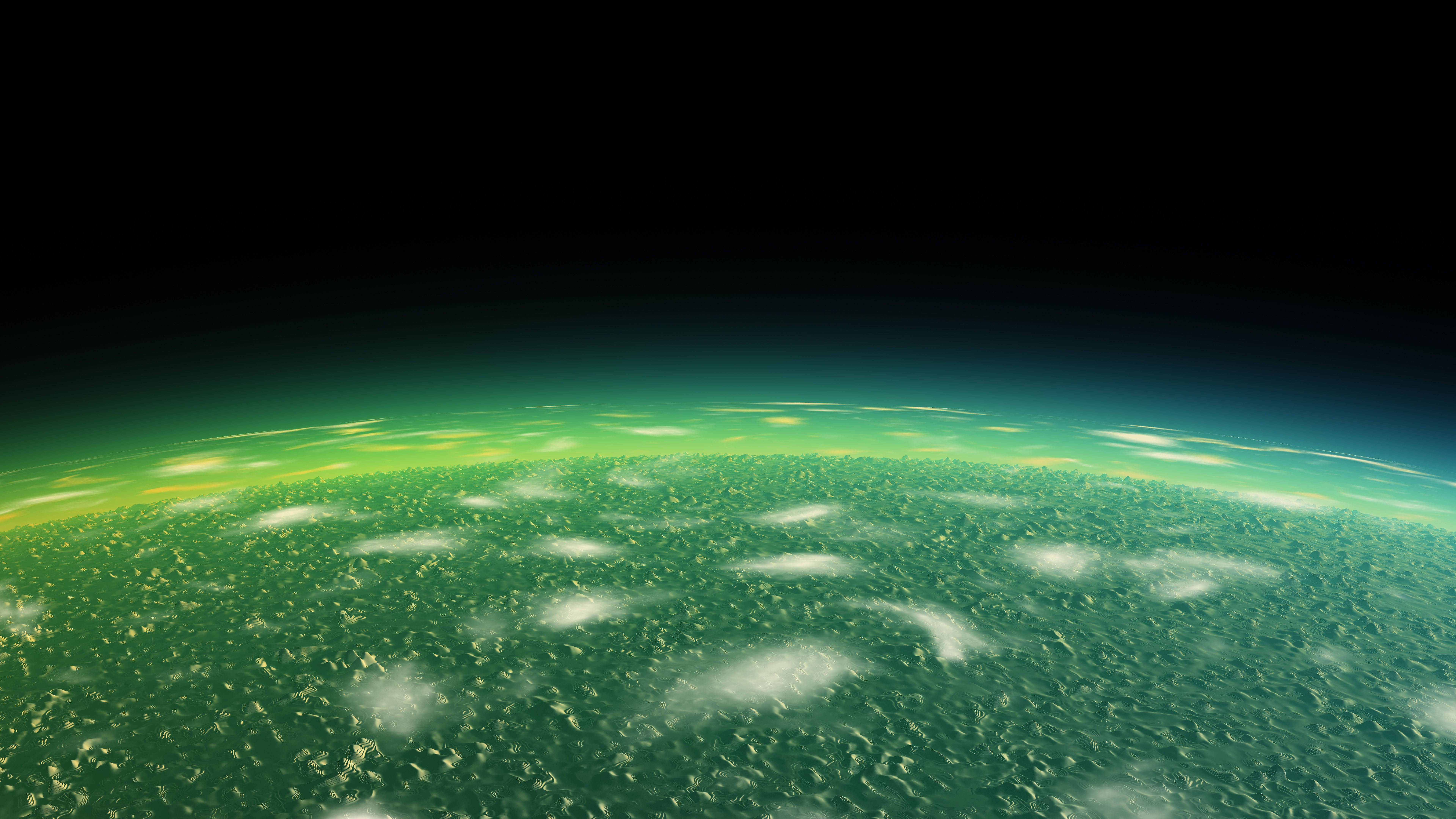 8K 7680x4320 Ultra HD skrivebordsbaggrund med grøn planet Wallpapers