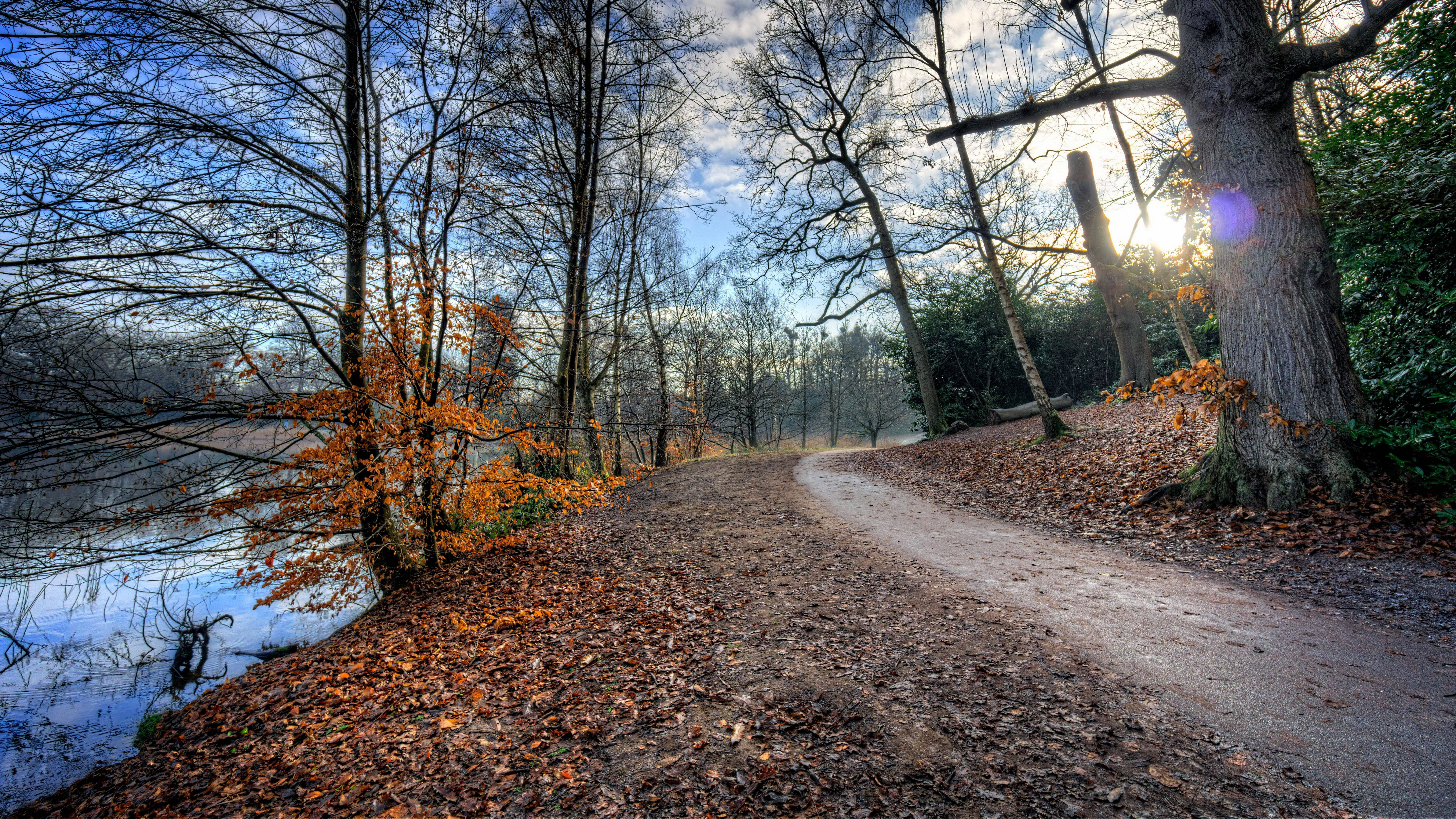 8K 7680x4320 Ultra HD Skrivebordsbaggrund med Flodsti Wallpapers