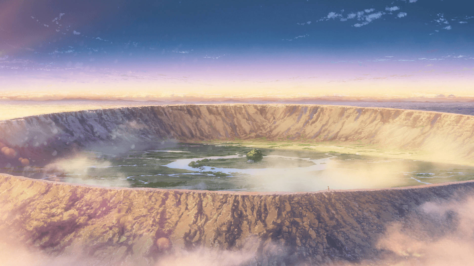 Åbent krater anime landskab Wallpapers