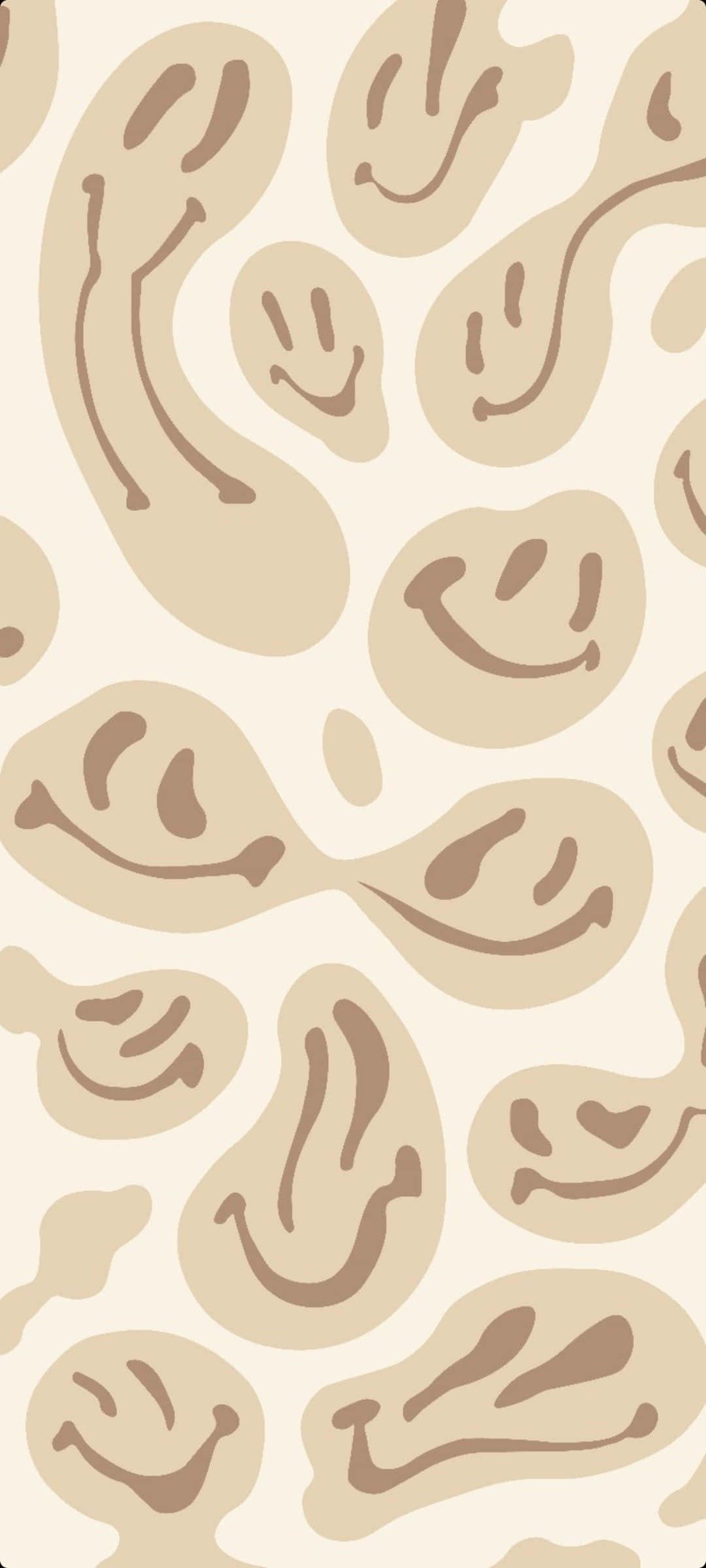 Abstrakt beige dryppende æstetisk trippy smileyansigt Wallpapers