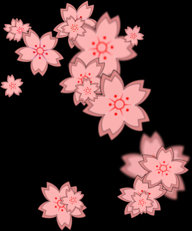 Abstrakt kirsebærblomst på sort baggrund Wallpapers