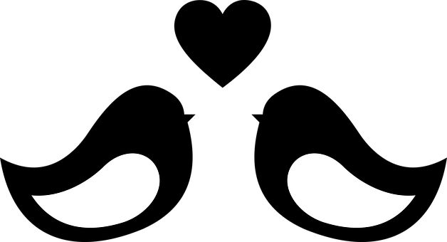 Abstrakt silhuet af forelskede fugle Wallpapers